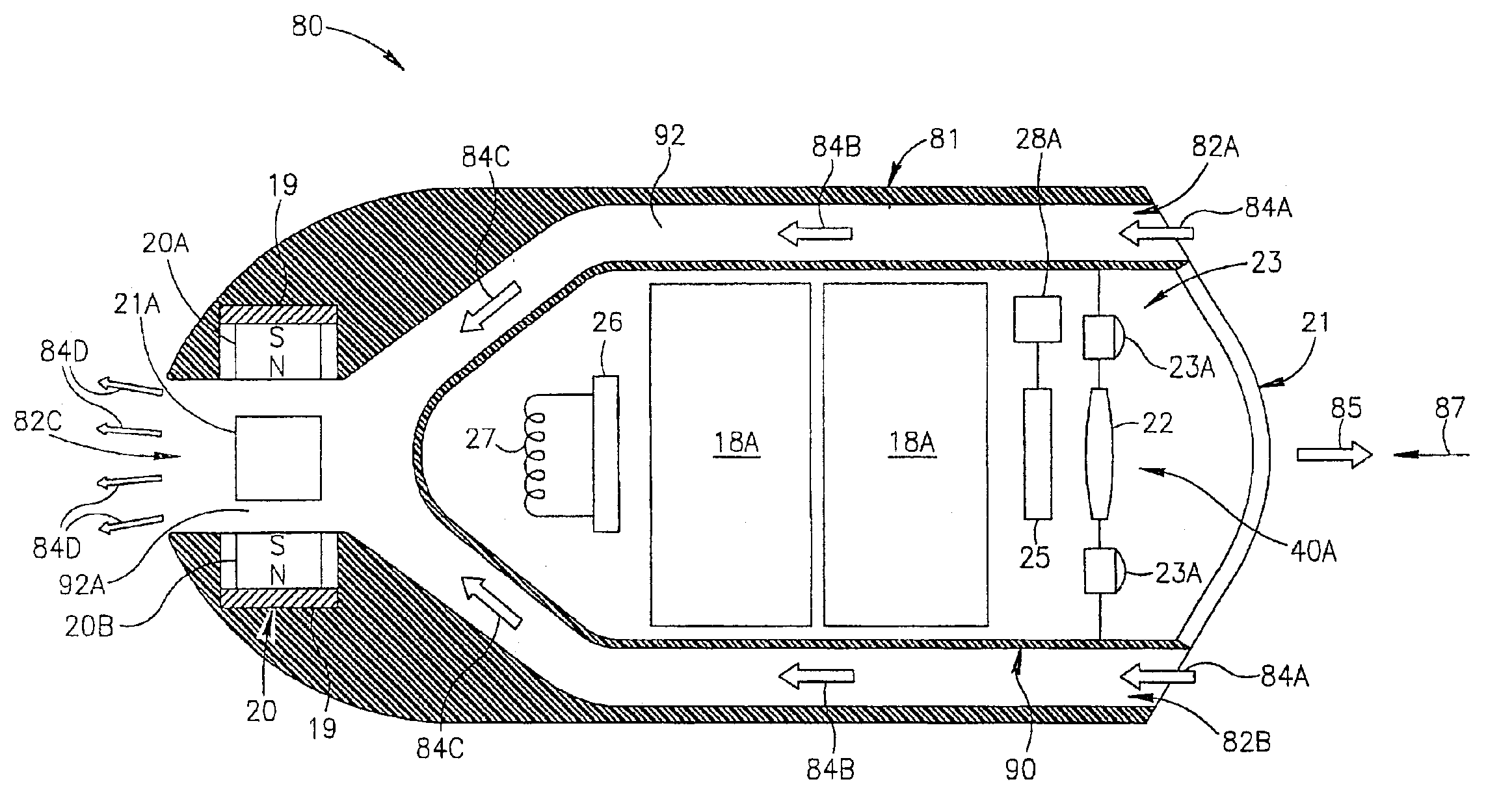 Self propelled device having a magnetohydrodynamic propulsion system