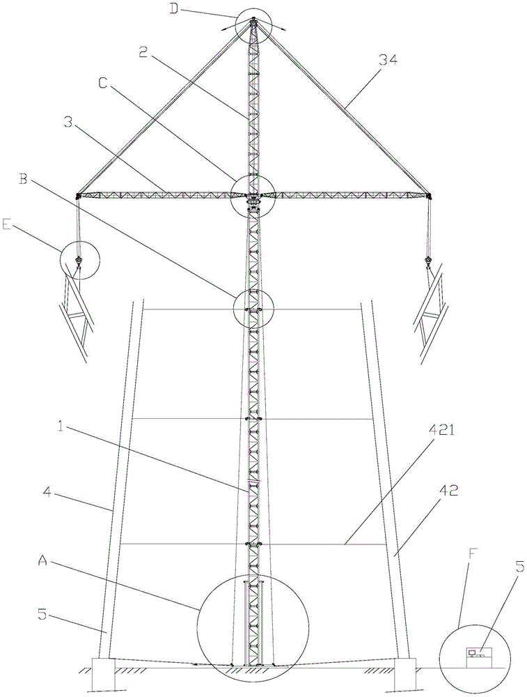 Double rocker arm electric control slewing pole