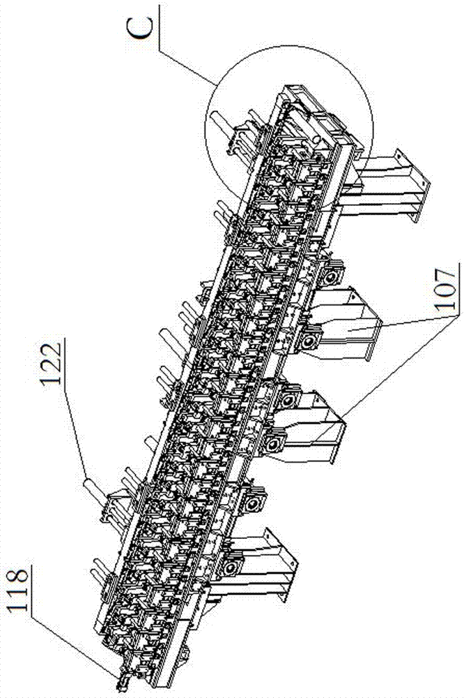 High-speed railway track plate pre-tensioning method flow assembling unit production line tensioning device