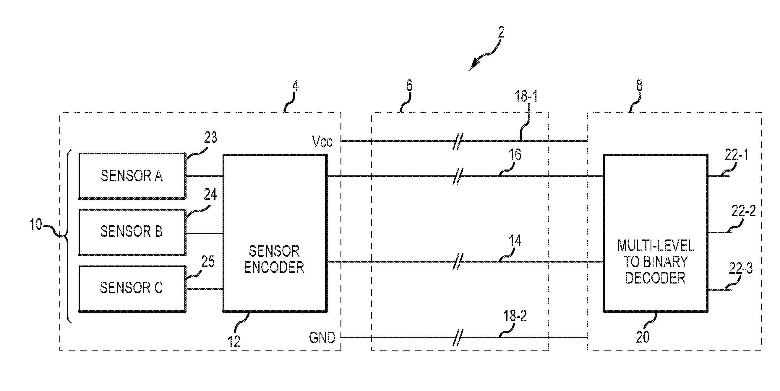 Sensor wire count reduction system