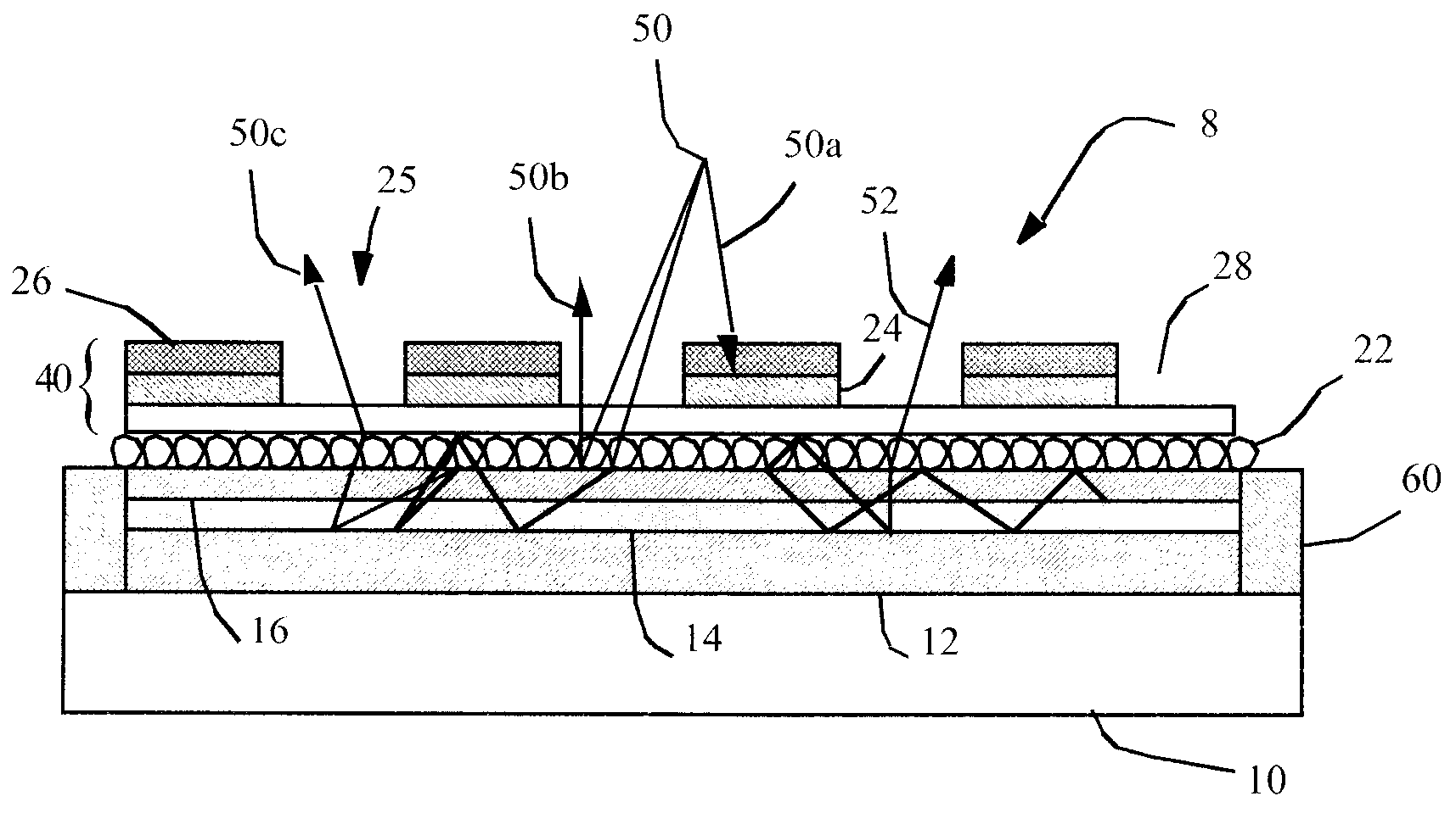 Electroluminescent device having improved contrast