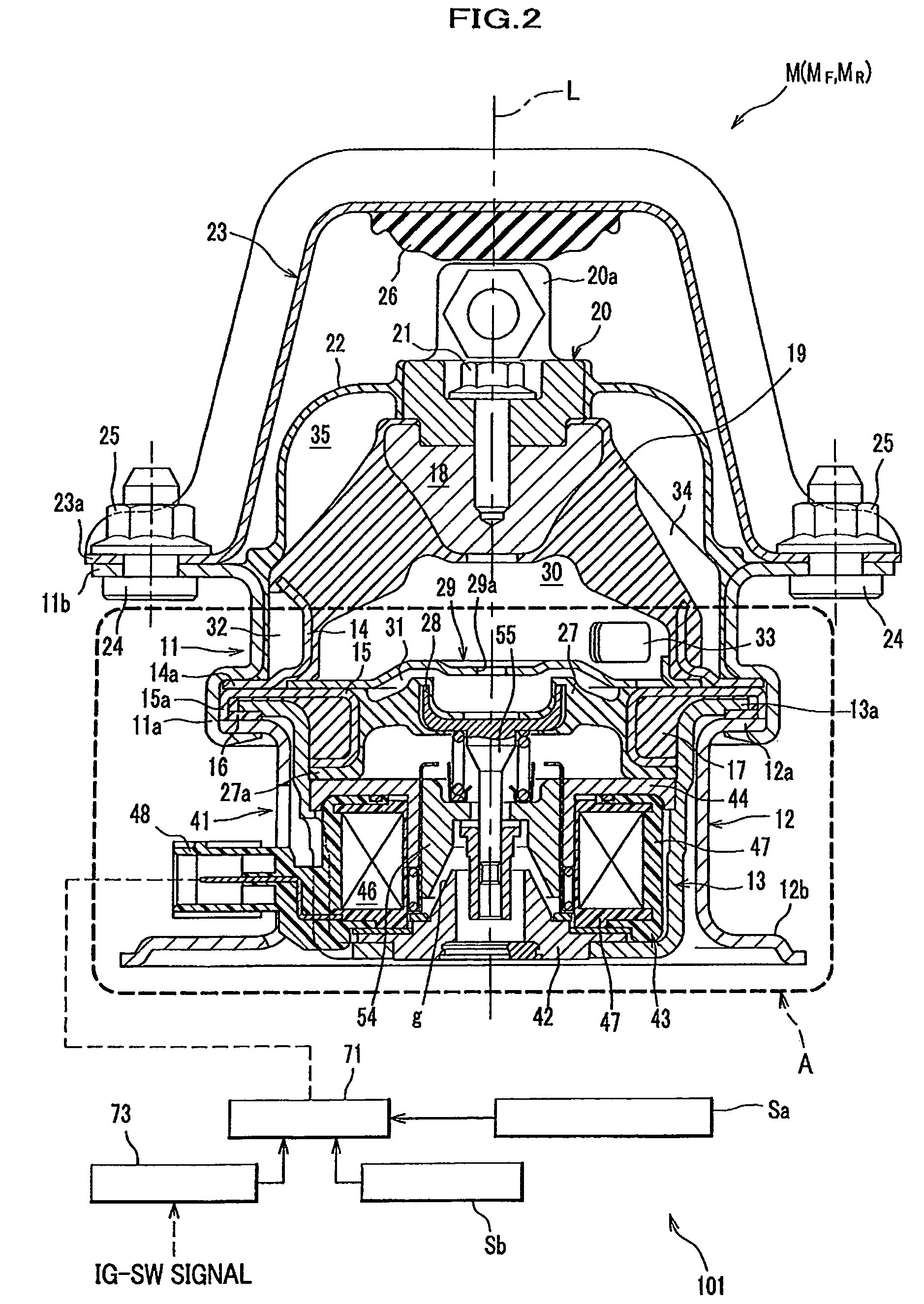Active vibration isolating support apparatus