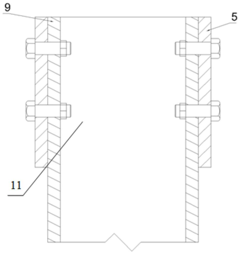 Device for eliminating influence of latticed column on axial force of supporting beam and mounting method