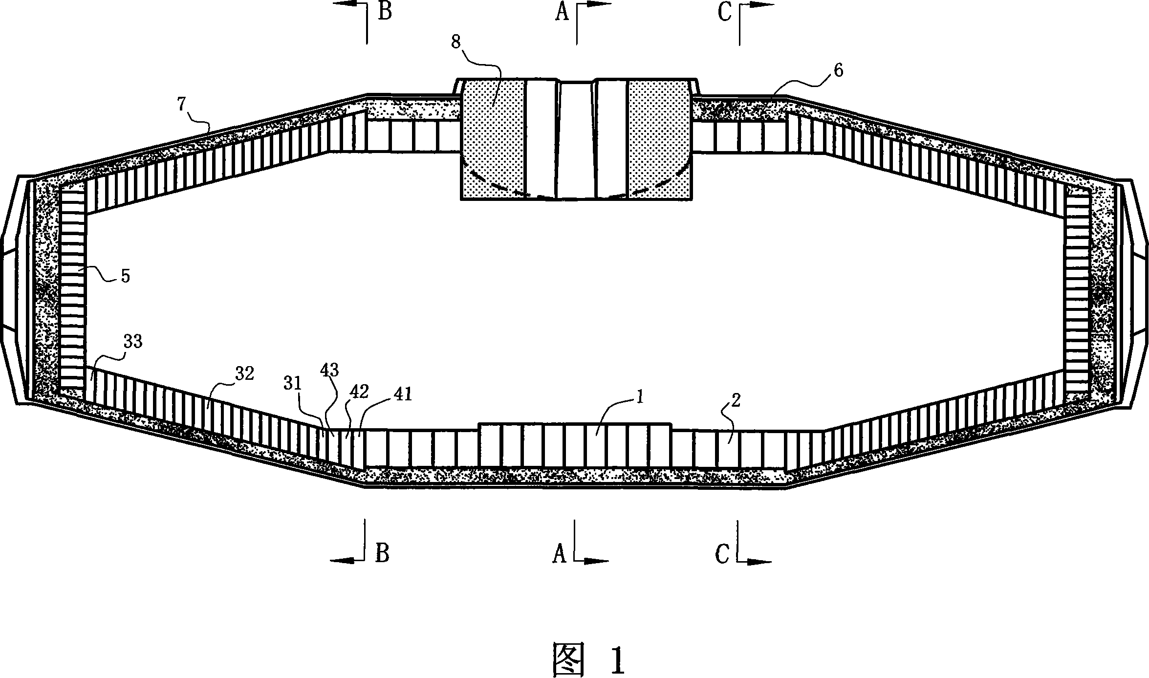 Inner lining structure for torpedo pot and aluminium carbonize silicon carbide brick and high aluminium brick used for torpedo pot