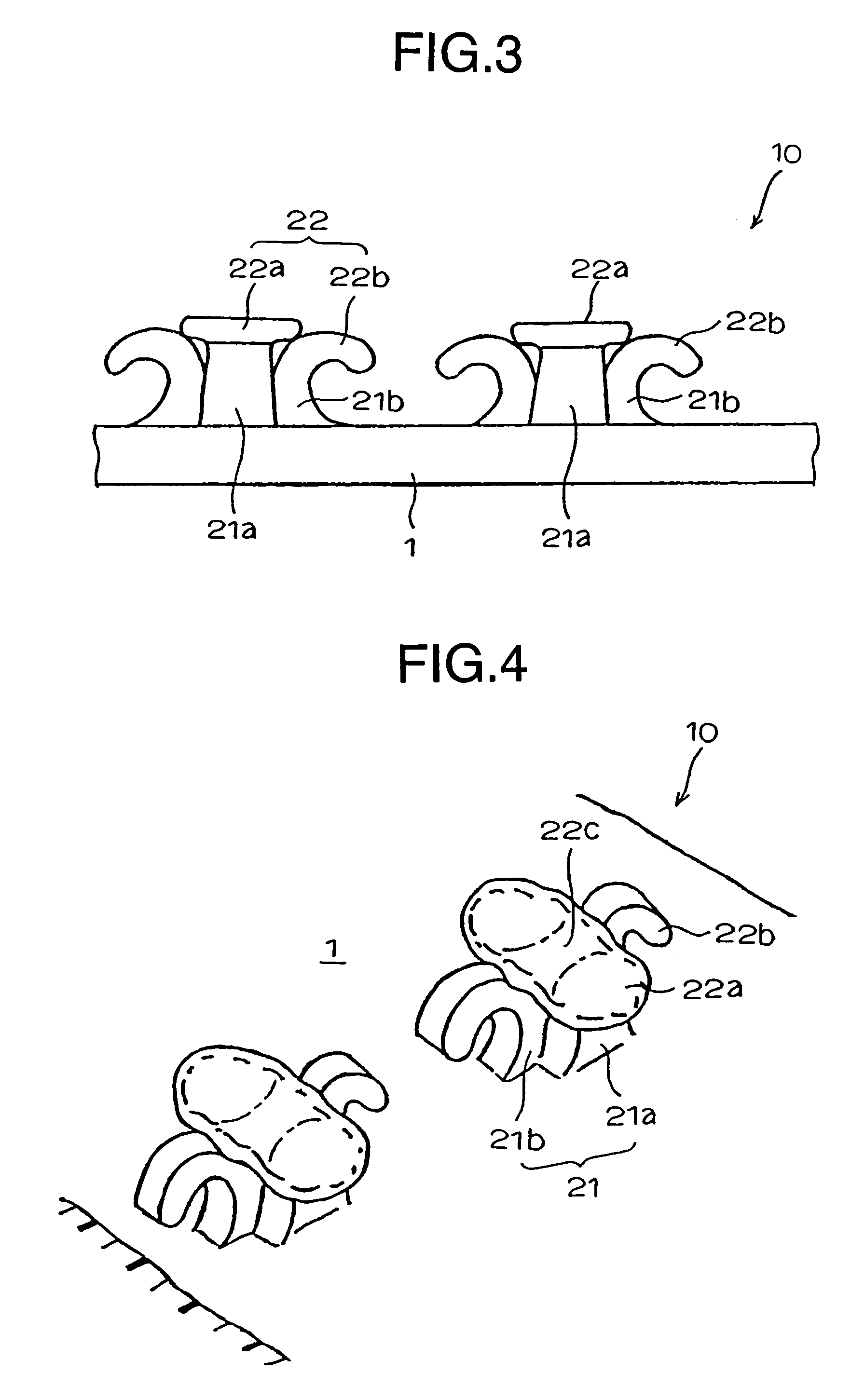 Integrally molded surface fastener, and continuous production method and continuous production device therefor
