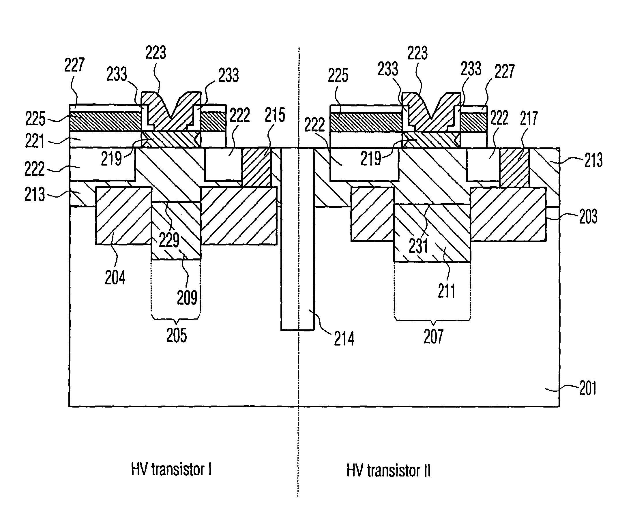 Semiconductor structure with increased breakdown voltage and method for producing the semiconductor structure