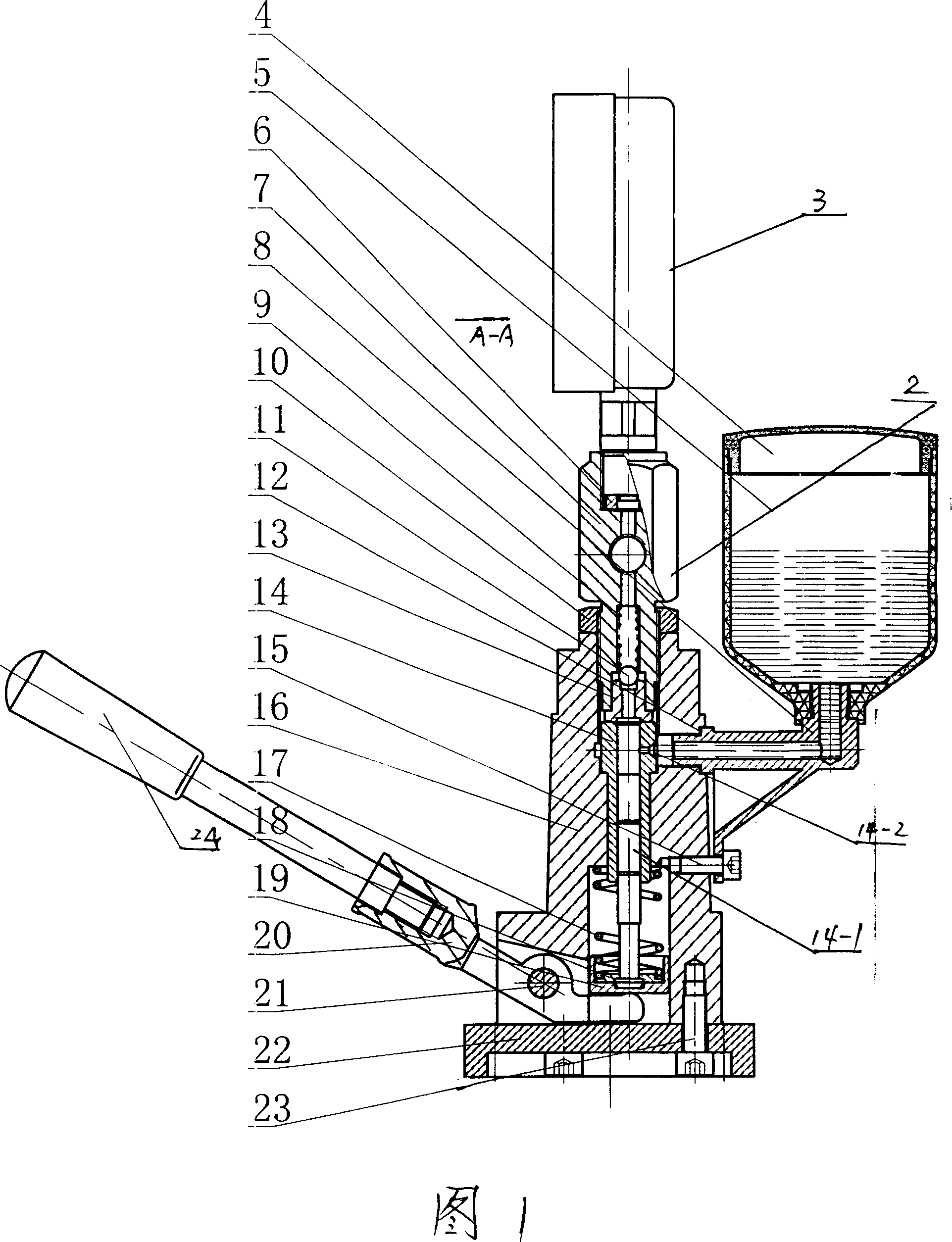 Gravity flow type oil spout mouth detector