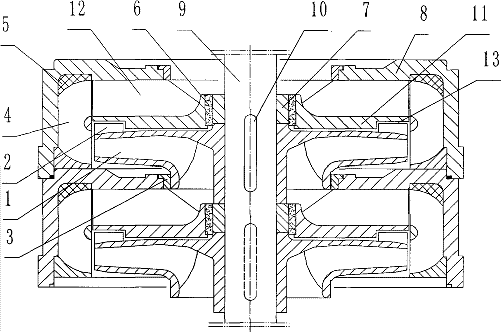 Single-section structure of sectional-type multi-stage pump for sewage