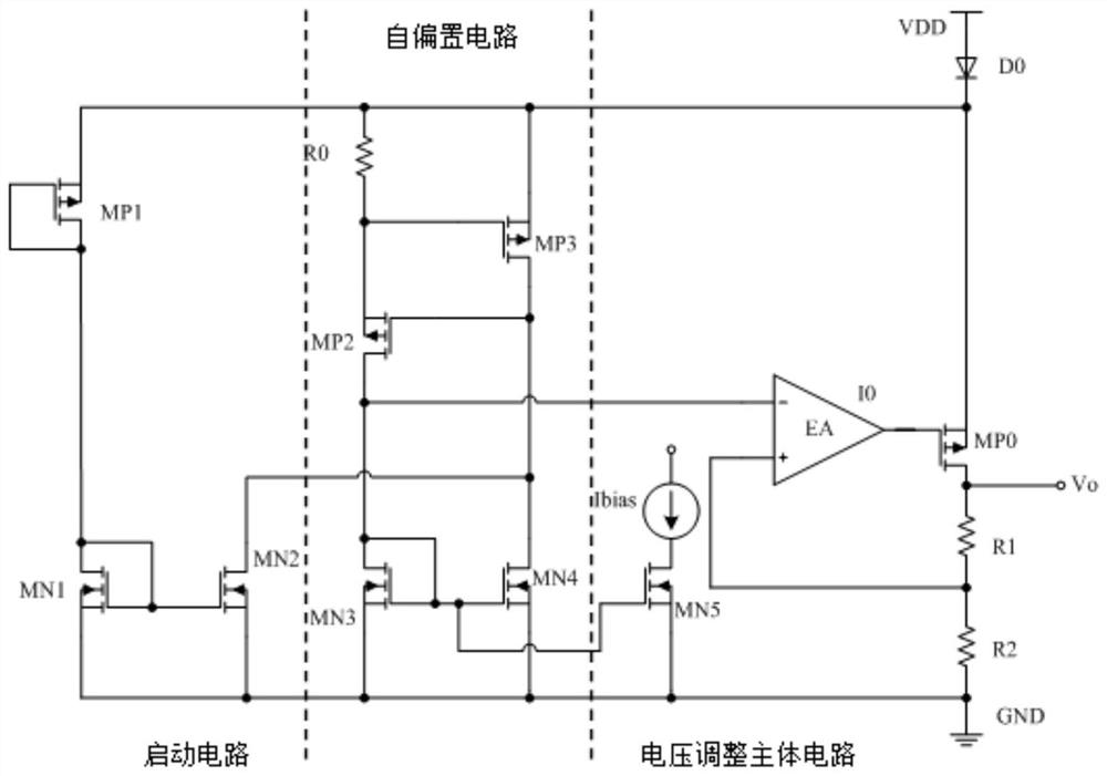 Voltage regulation circuit with reverse connection protection