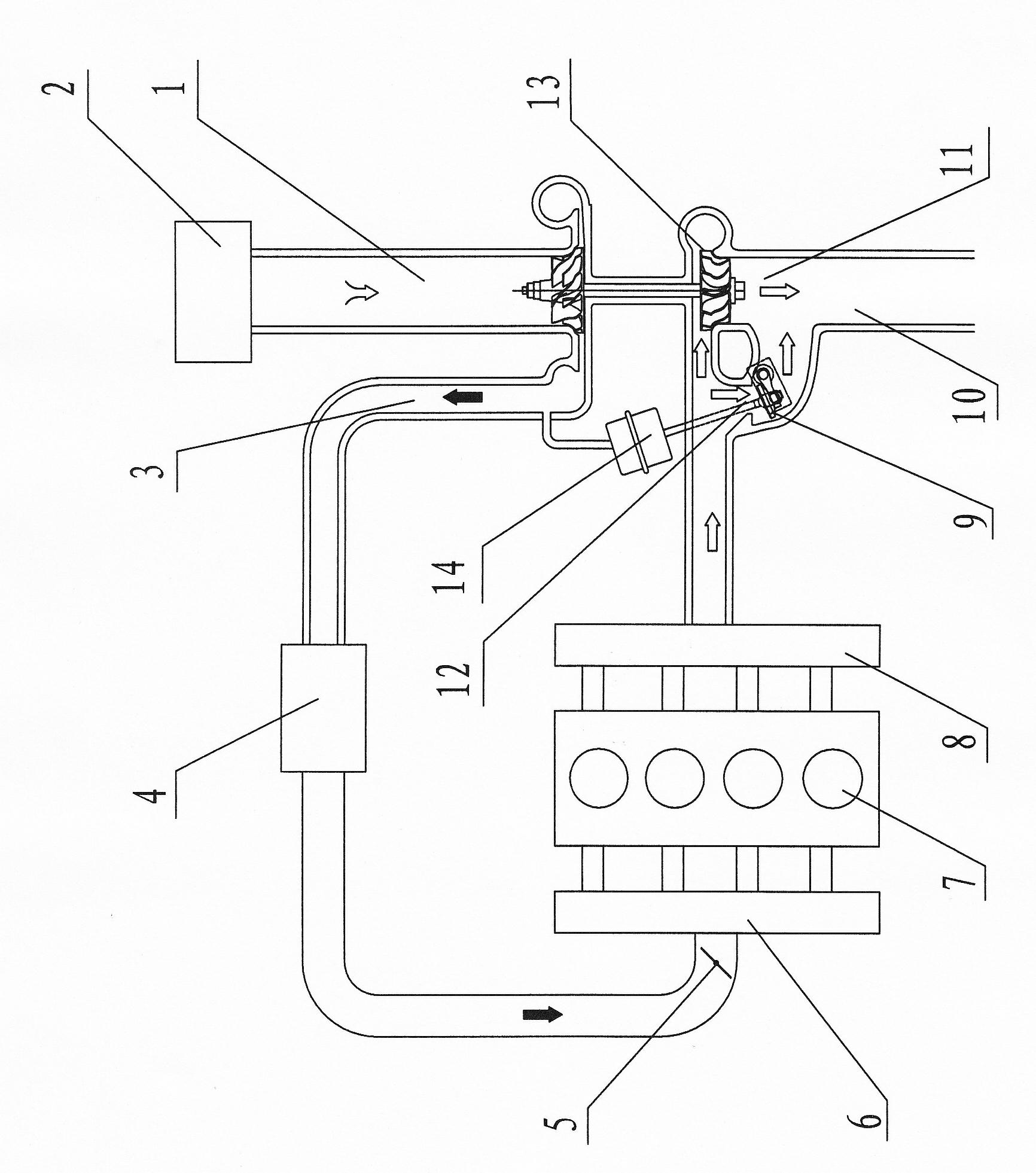 Turbocharged gasoline engine system with pulse width regulating valve and method for controlling supercharging pressure
