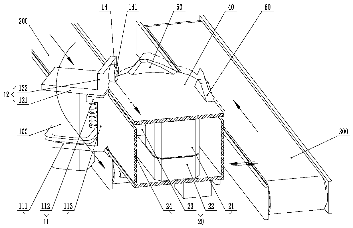 Bottle conveying device for the preparation of granules