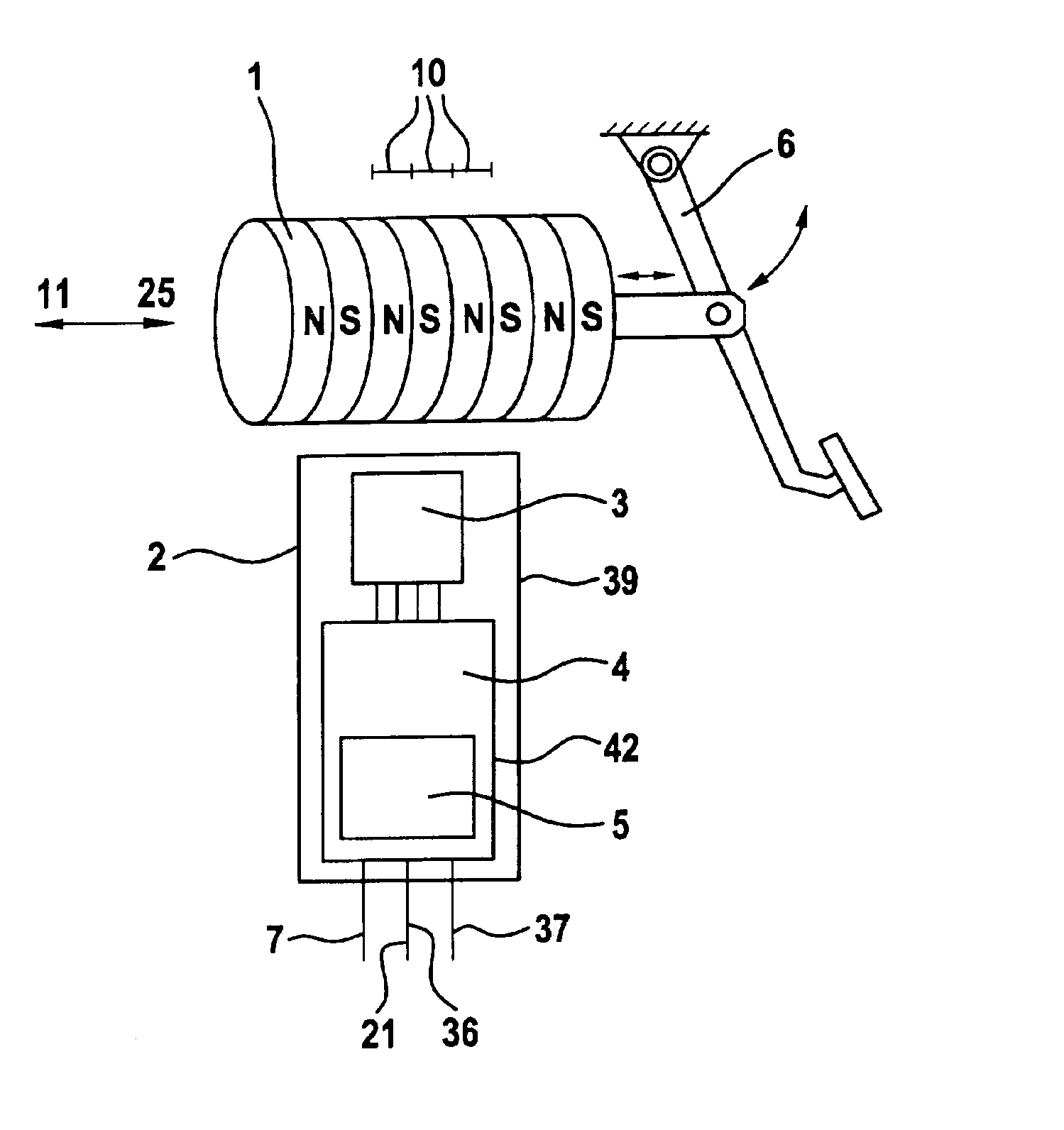 System for transmitting the position of a control element