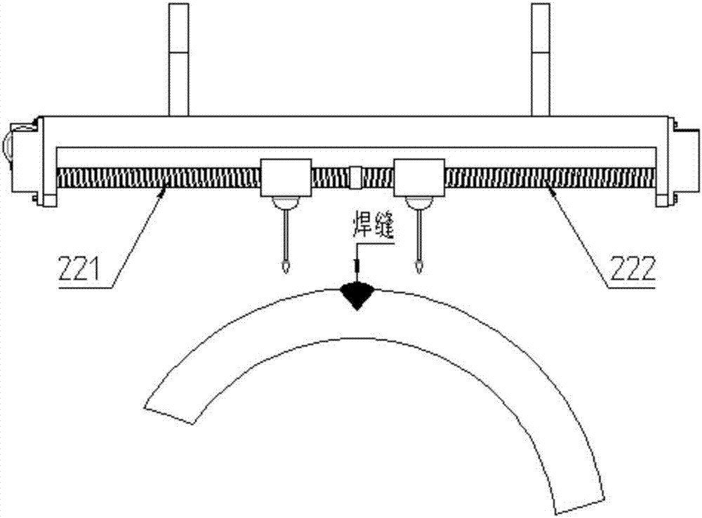 Double-edge flame heating method submerged arc pipe welding line residual stress removal device and process