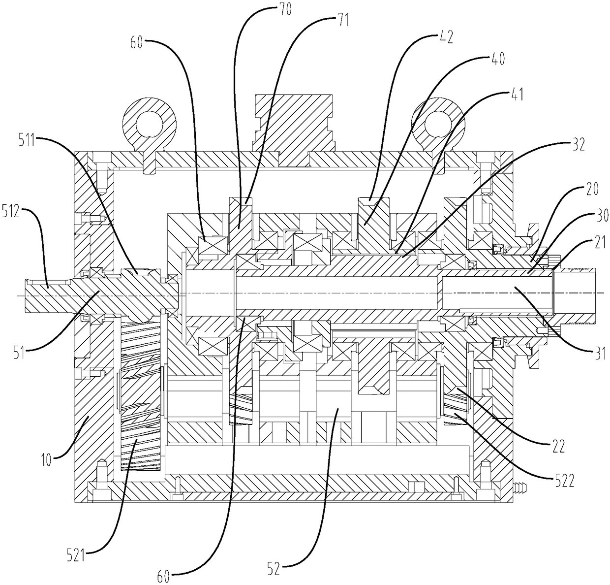 Dual-output gearbox