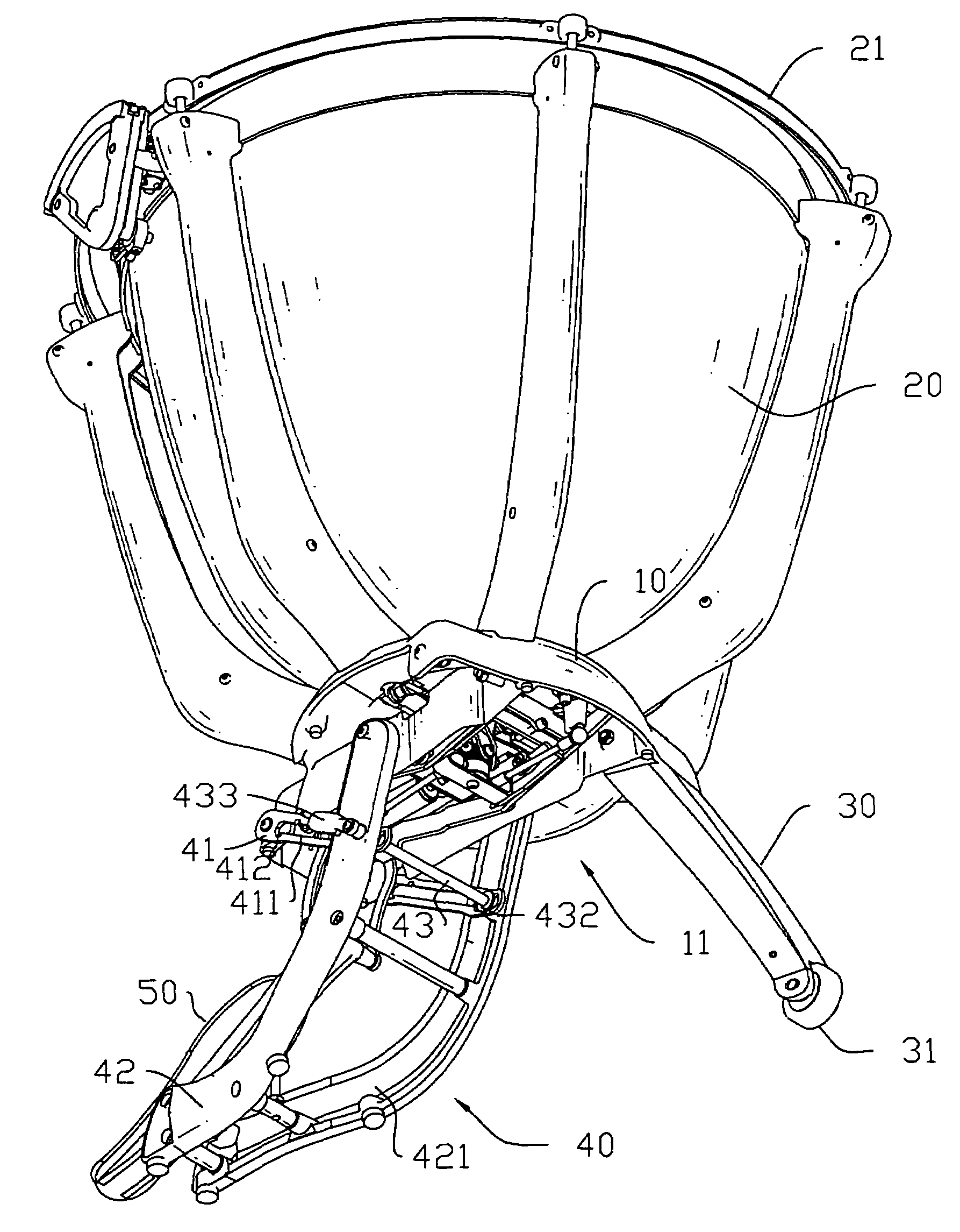 Timpani with a foldable leg assembly
