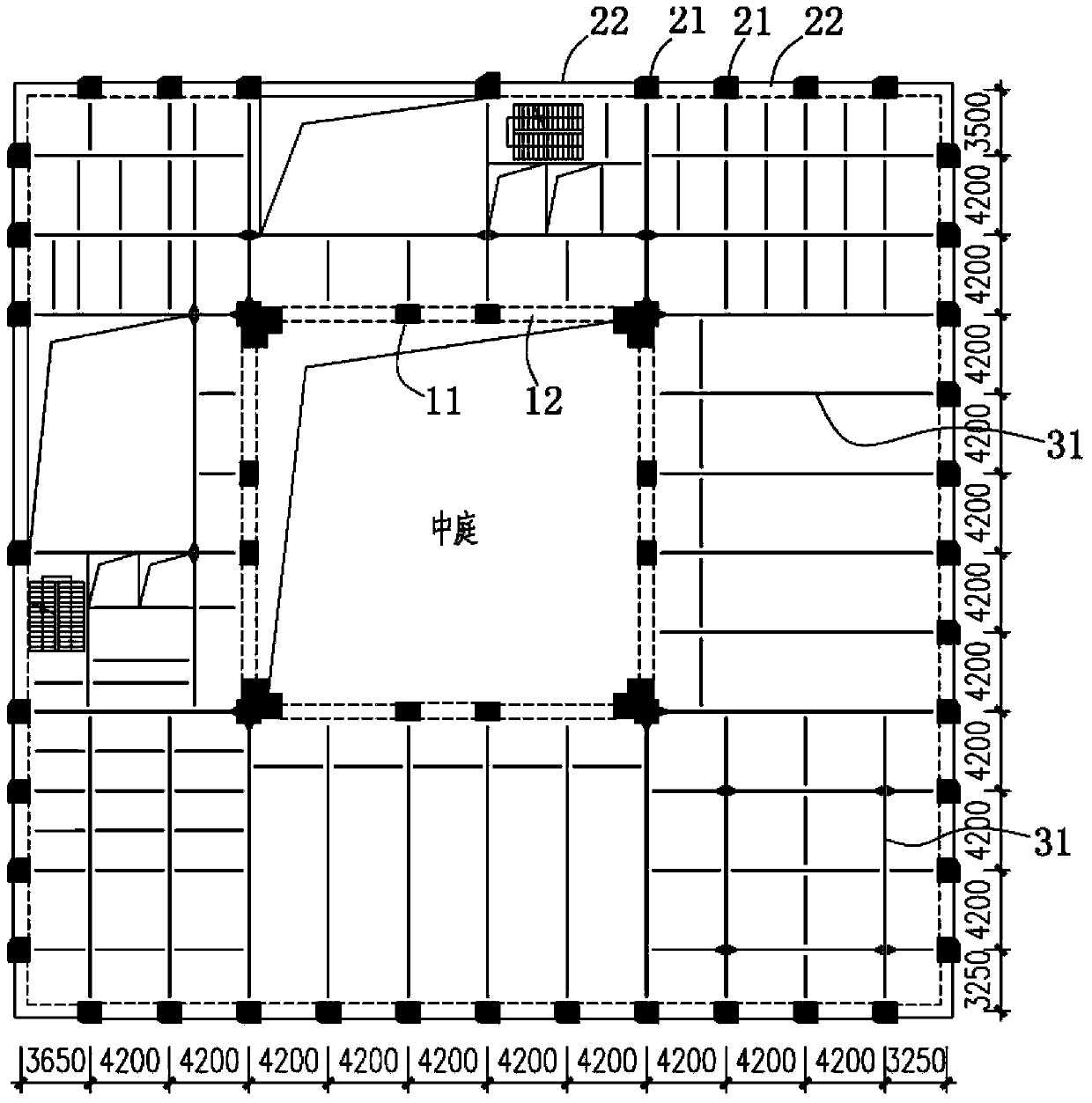 Super high-rise building structure without inner tube