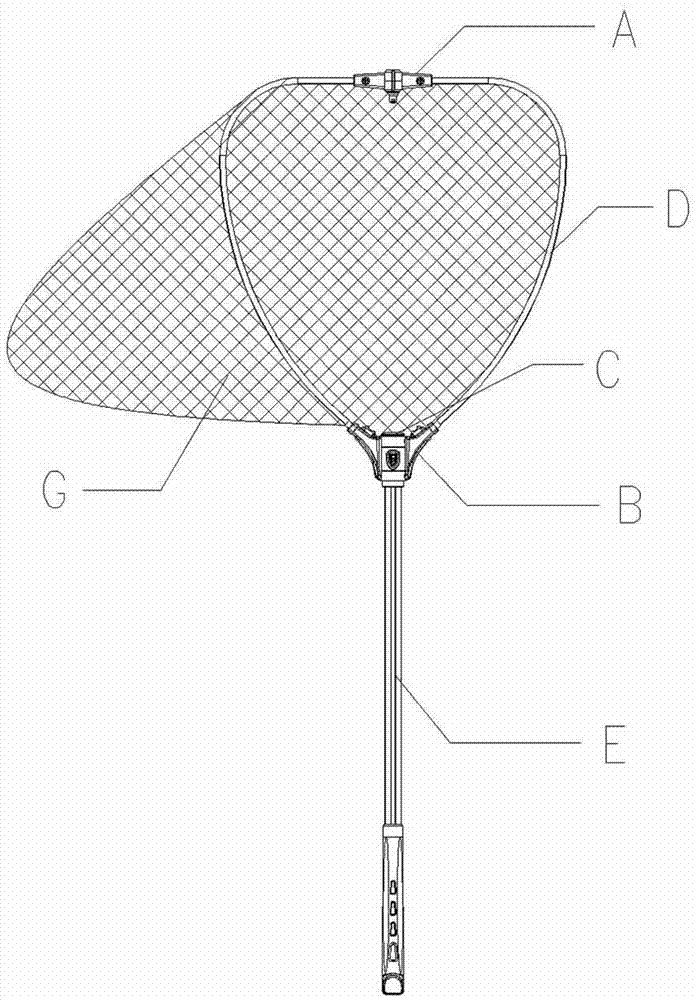 Built-in foldable fish hand net and application method thereof