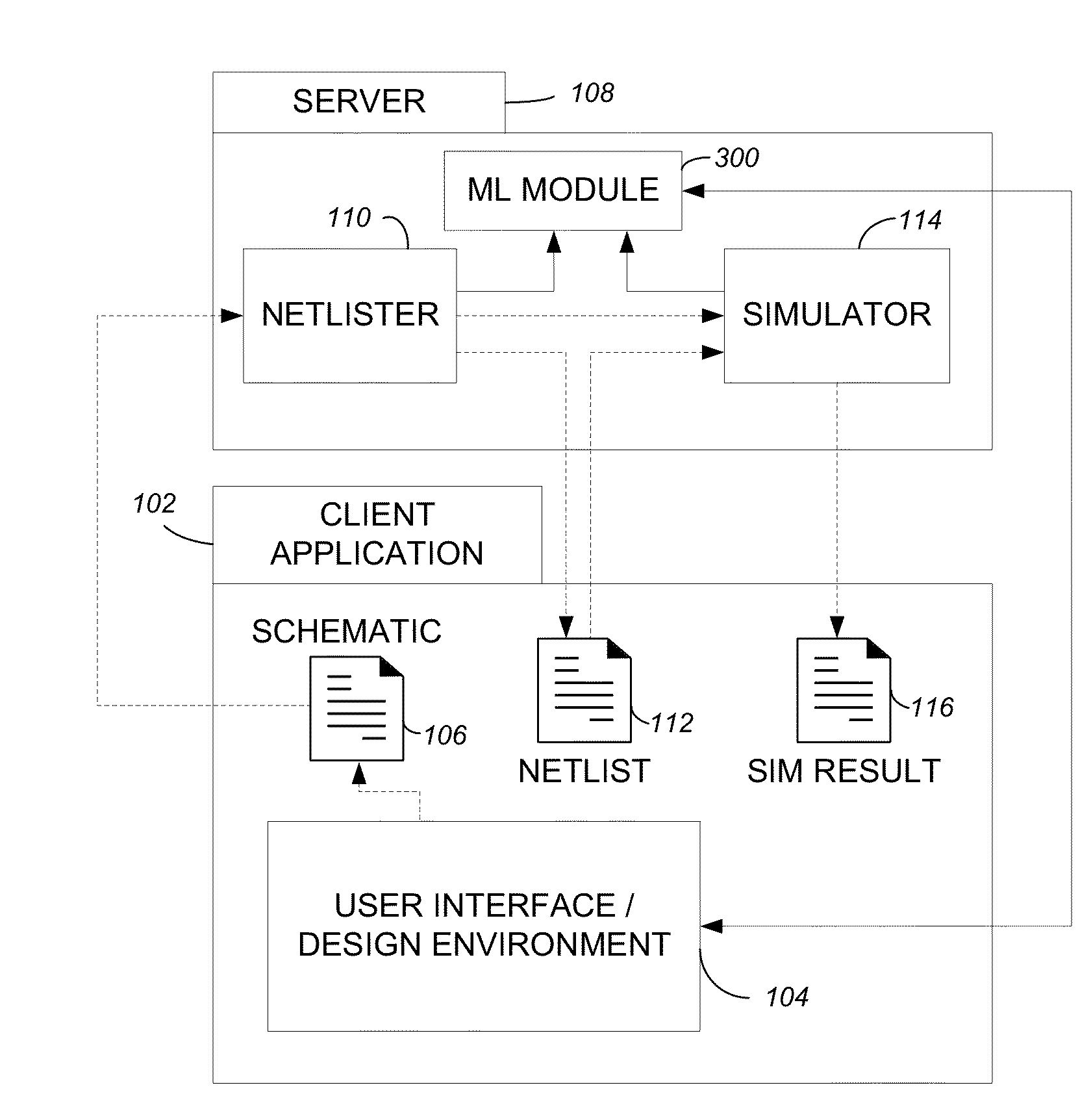 Predictive multi-user client-server electronic circuit design system utilizing machine learning techniques