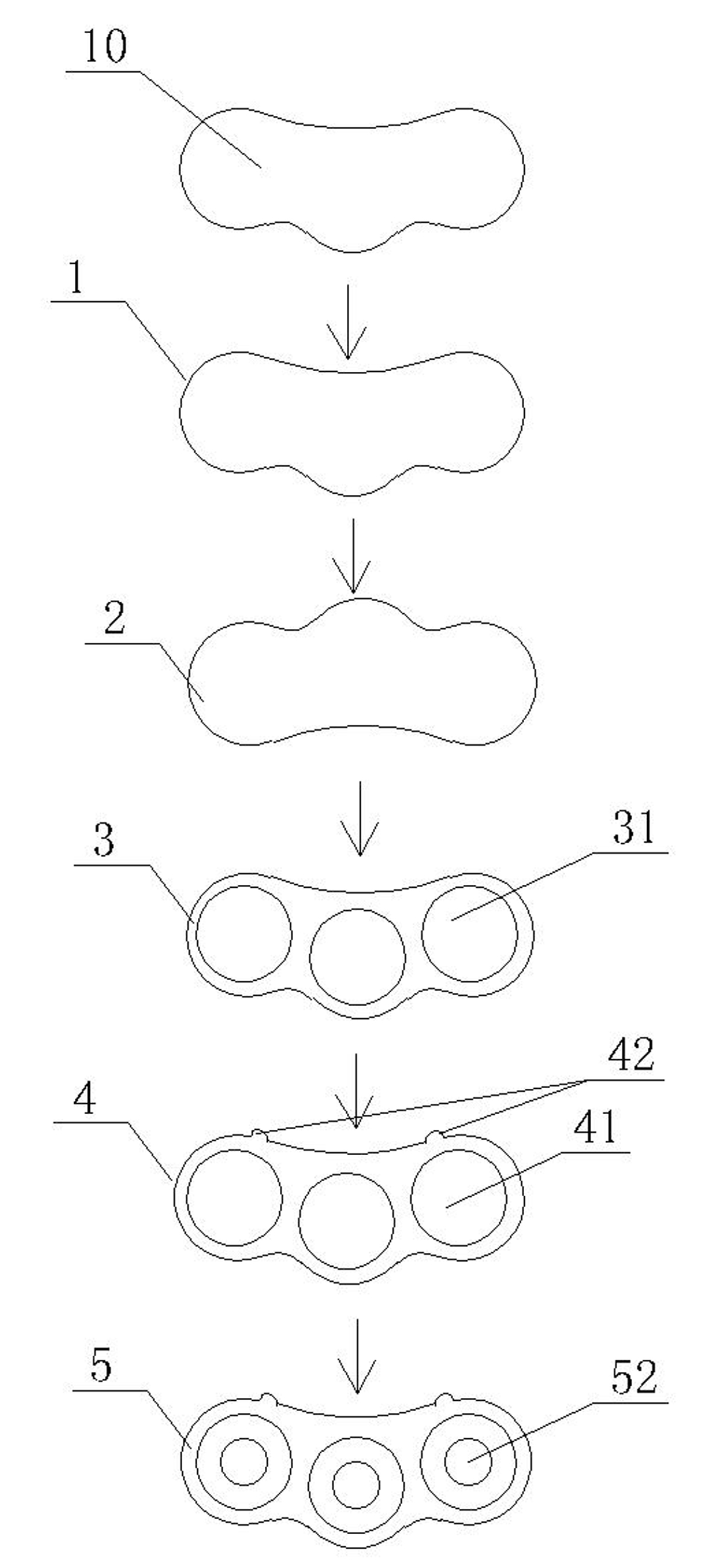 Method for manufacturing three-hole wire jacket blank