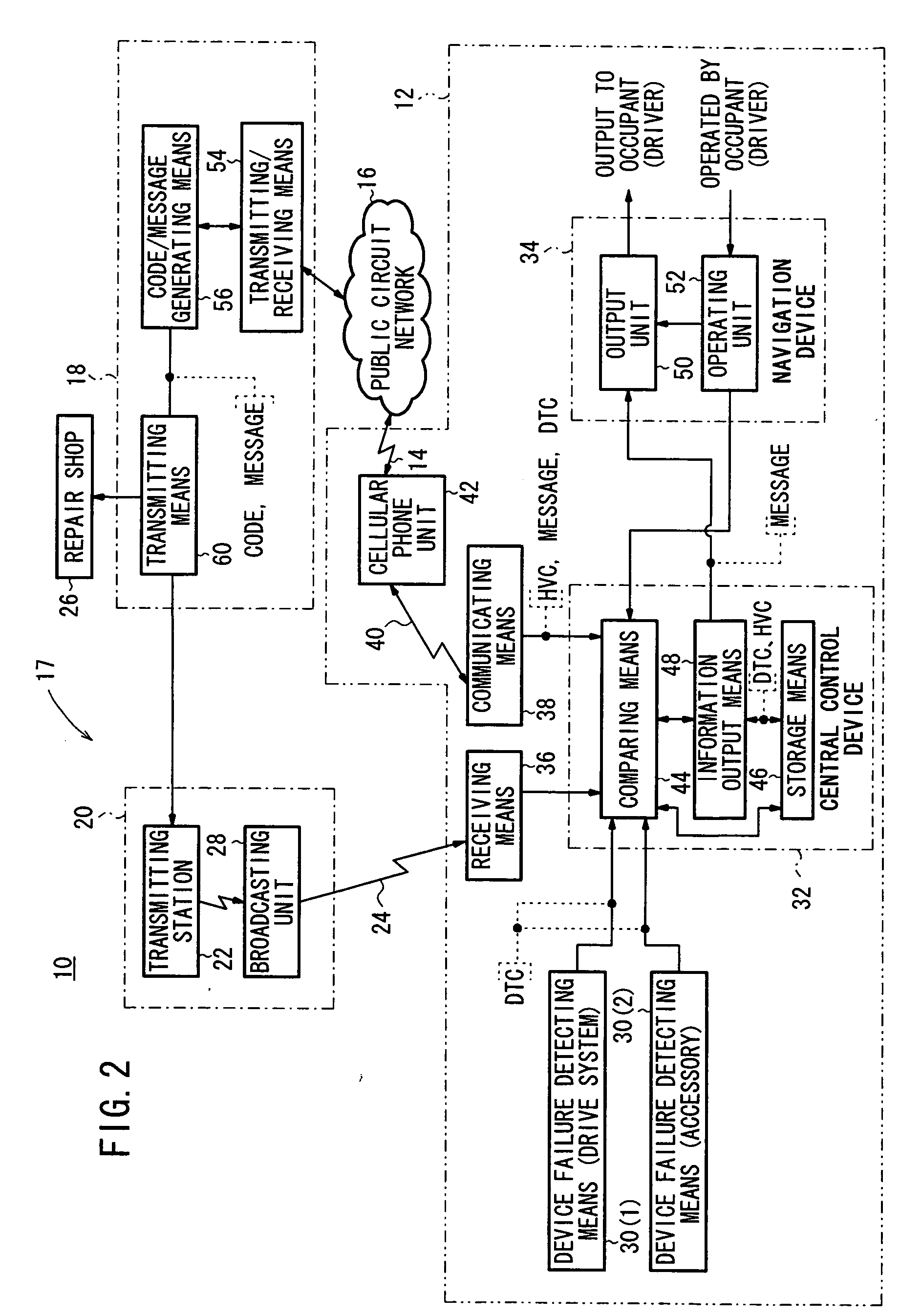 Information delivery system, vehicle and broadcasting apparatus for an information delivery system, and method of outputting related information therefor