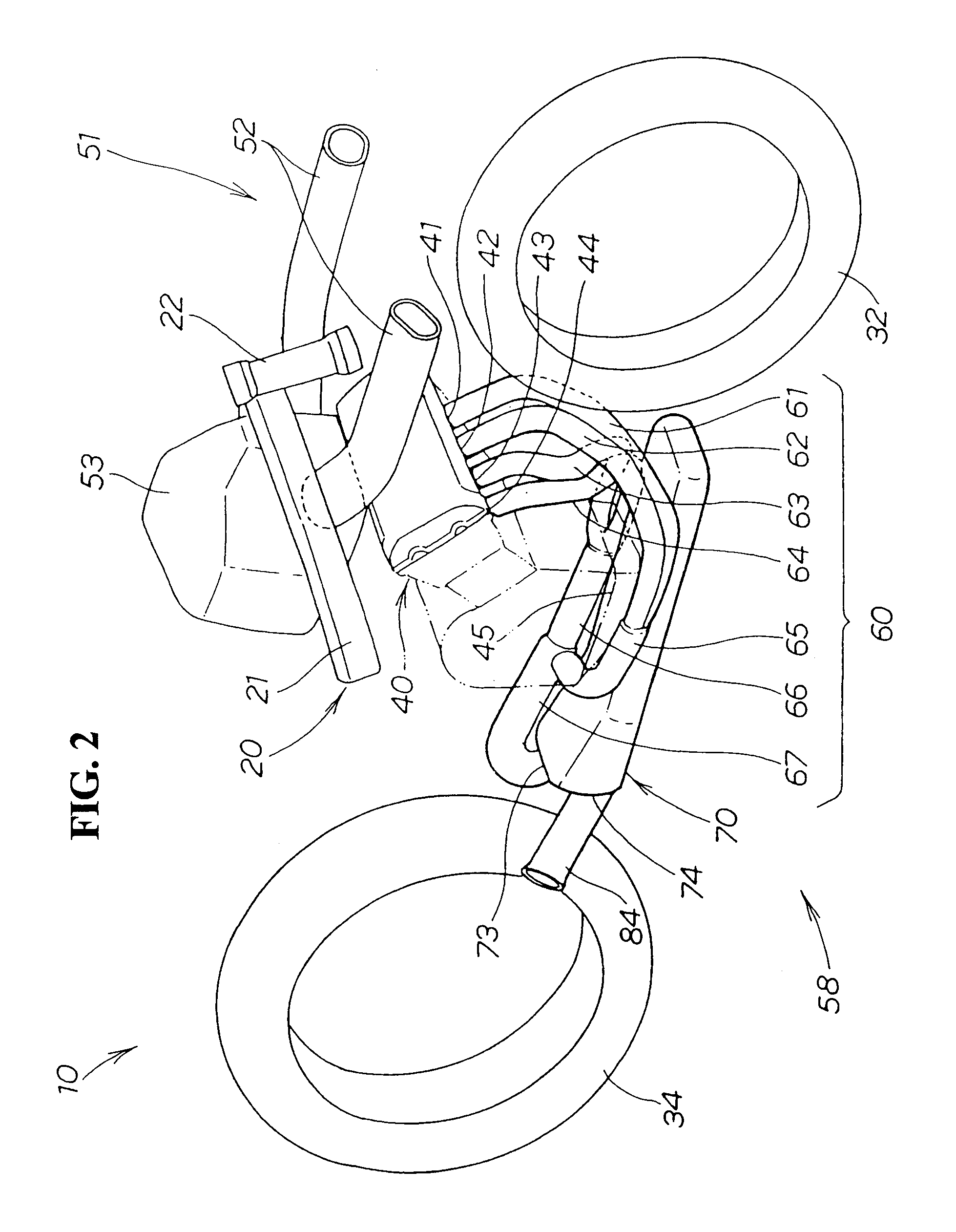 Exhaust system structure for motorcycle