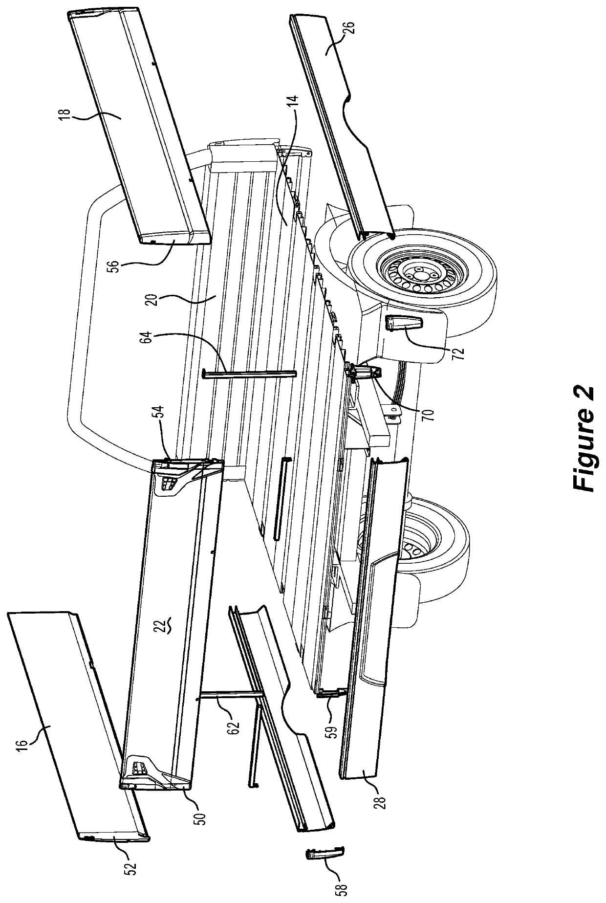 Utility vehicle corner module with gate securing apparatus