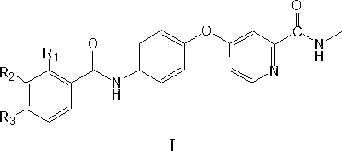4-(4-benzamido phenoxy)-2-(methylcarbamoyl) pyridine derivatives, preparation method and application thereof