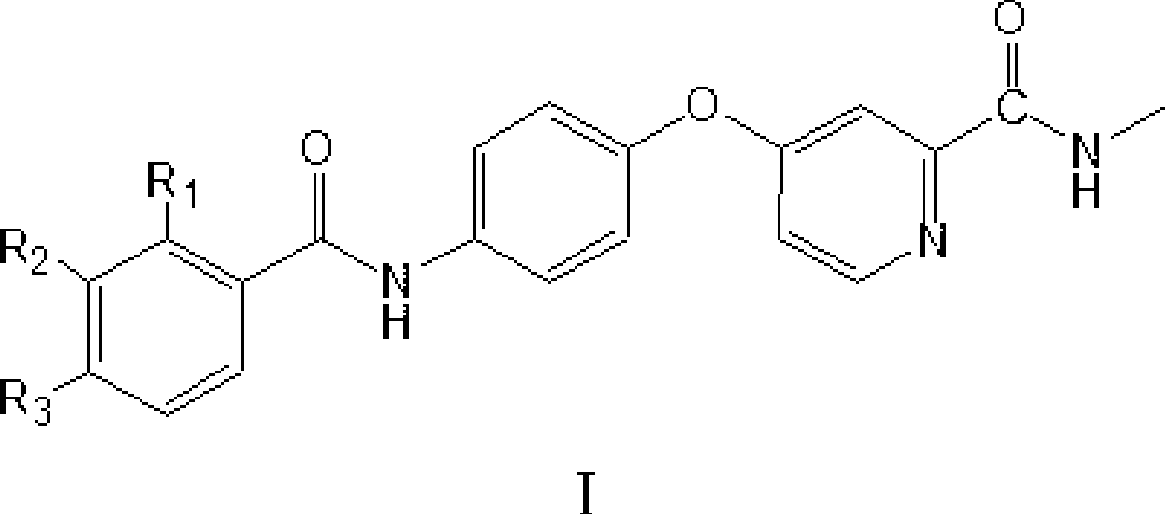 4-(4-benzamido phenoxy)-2-(methylcarbamoyl) pyridine derivatives, preparation method and application thereof