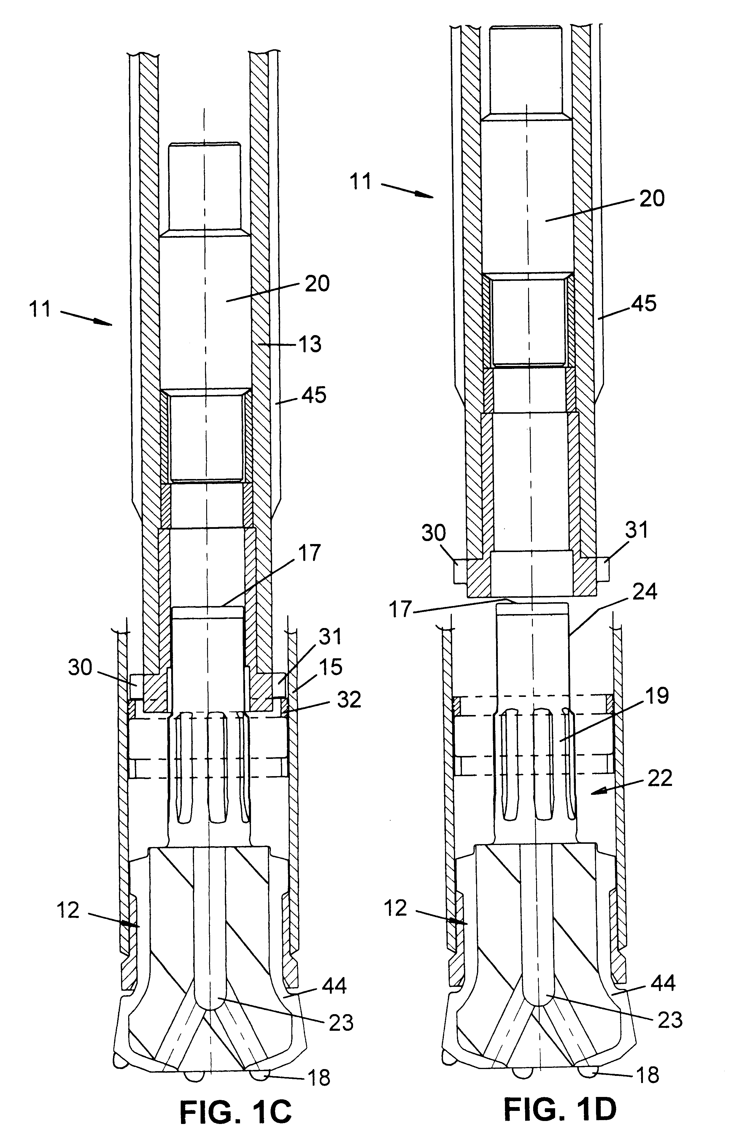 Overburden drilling apparatus having a down-the-hole hammer separatable from an outer casing/drill bit unit