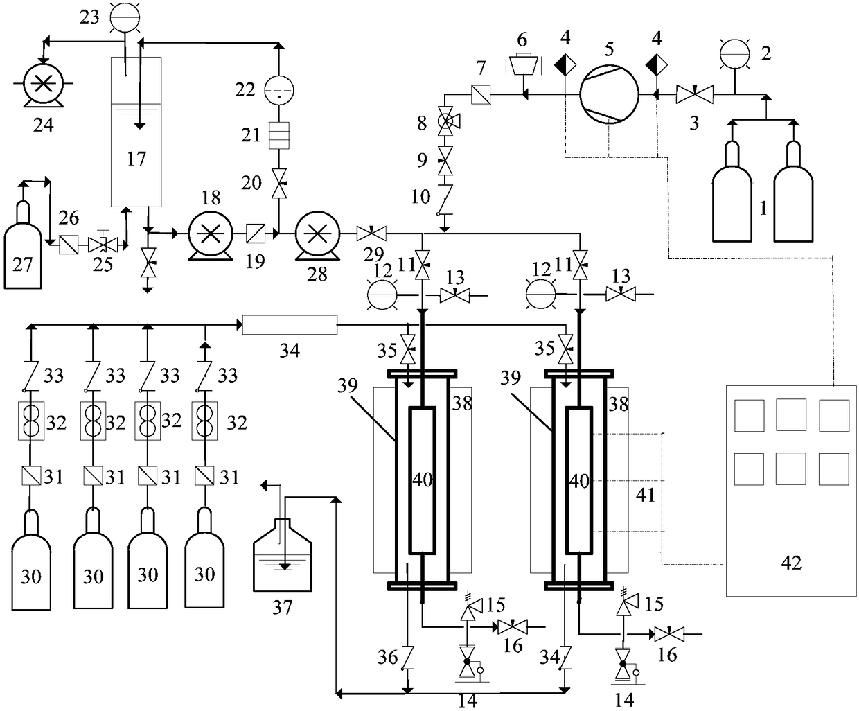 Internal pressure creep test device for simulating service environment of boiler tubes in coal-fired power plant, and using method of internal pressure creep test device