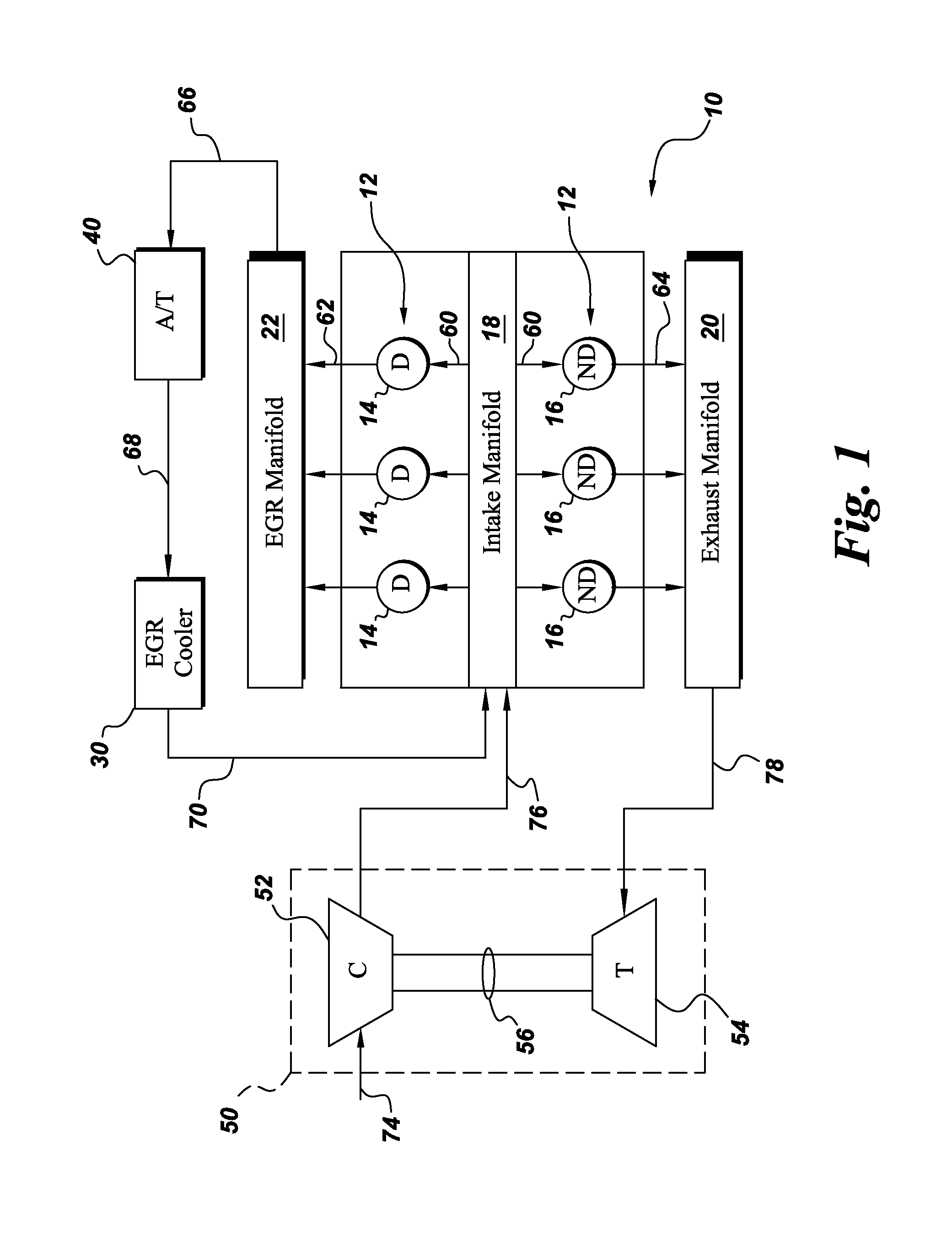 Exhaust gas recirculation in a reciprocating engine with continuously regenerating particulate trap