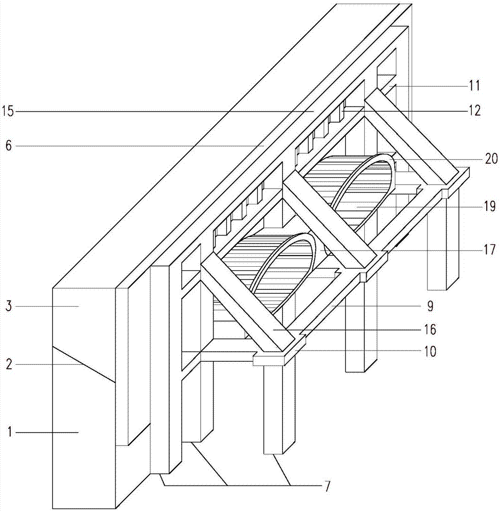 Supporting and retaining structure of existing retaining wall straight penetrated by large-span tunnel and construction method thereof