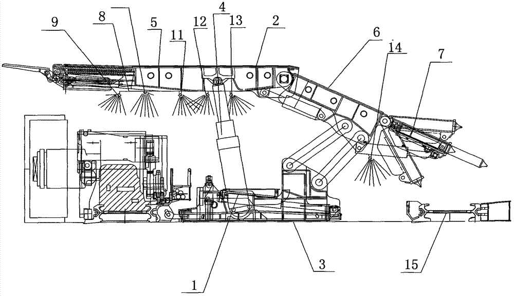 Bracket spraying dust fall device used for fully mechanized caving coal mine working face