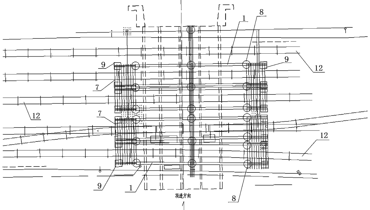 Construction method for reinforcing turnout zone of criss-cross I-shaped steel and D beam combination system