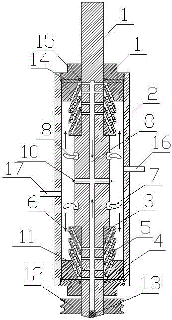 Combined bearing and rotating shaft device using combined bearing