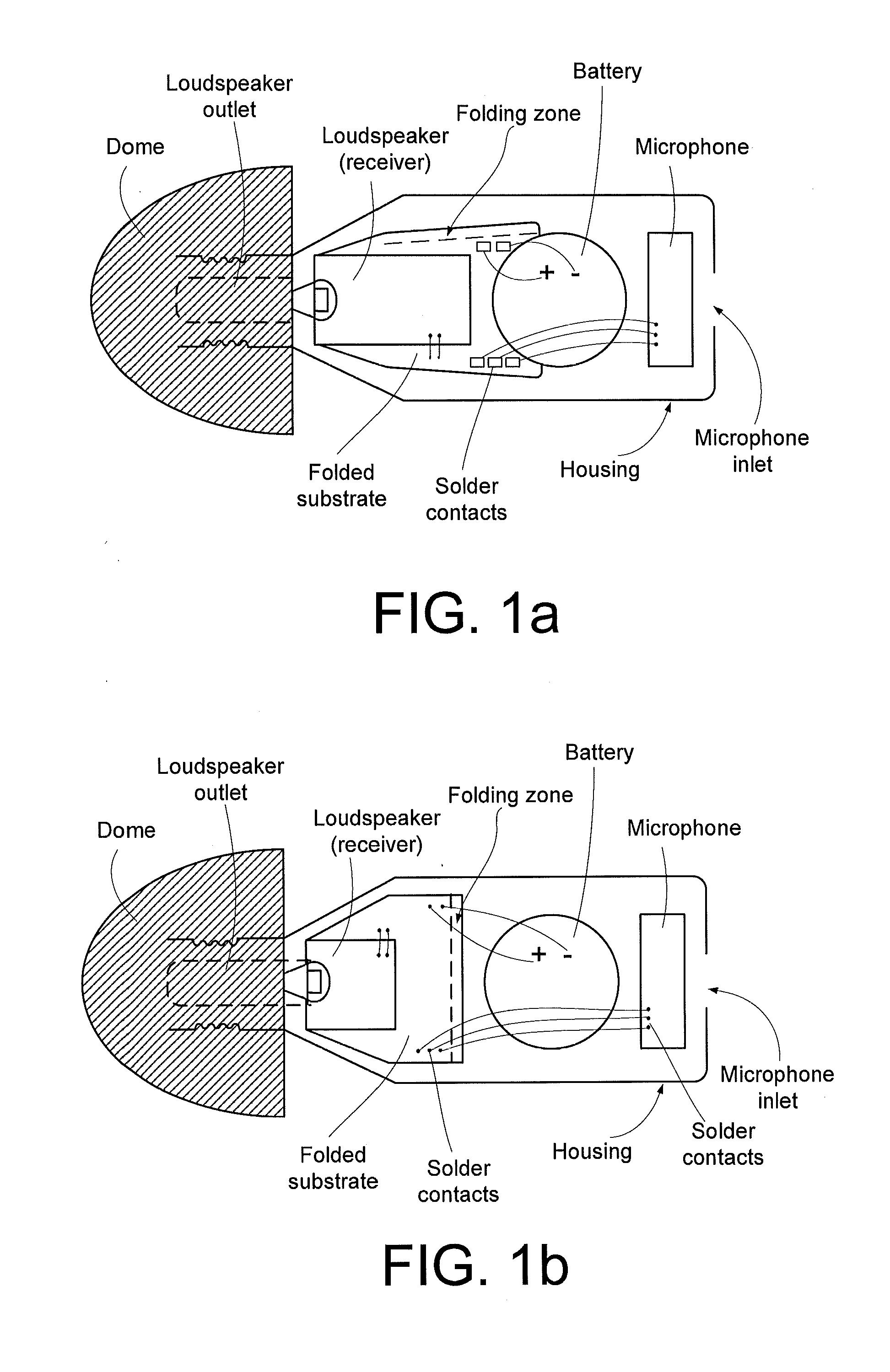 Portable electronic device comprising a folded substrate