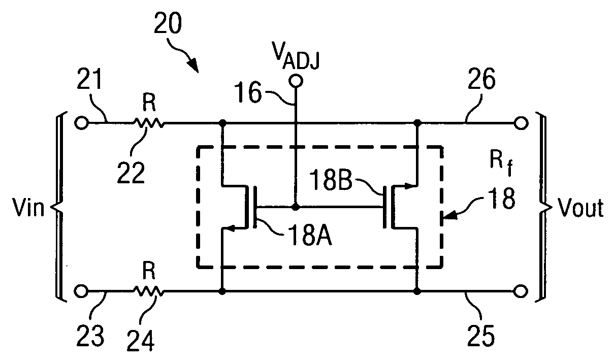 Process and temperature-independent voltage controlled attenuator and method