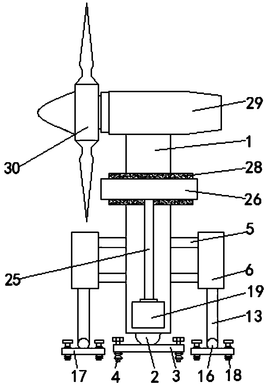 A wind power generation device that is easy to install regardless of terrain