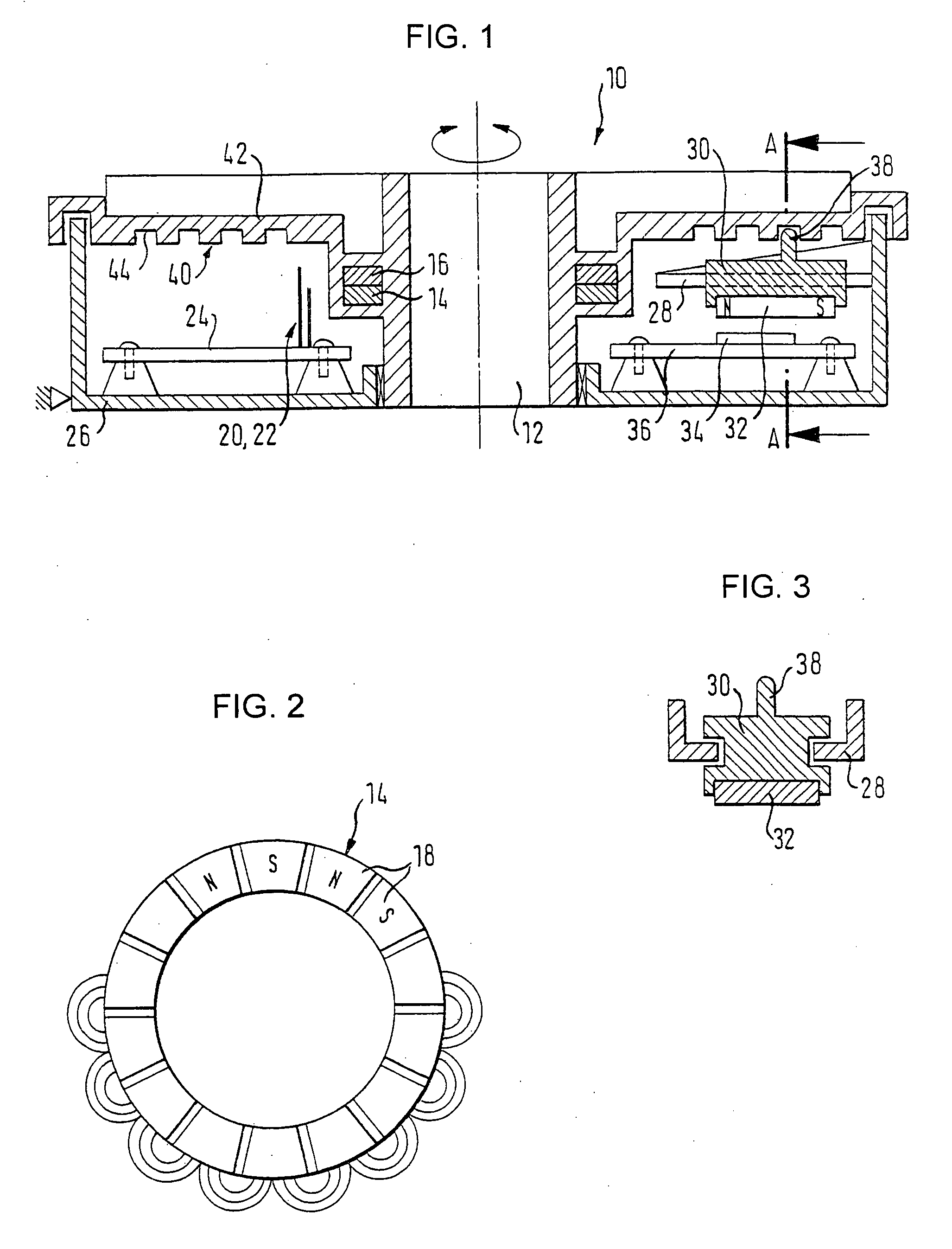 Device for determining an absolute angle of rotation