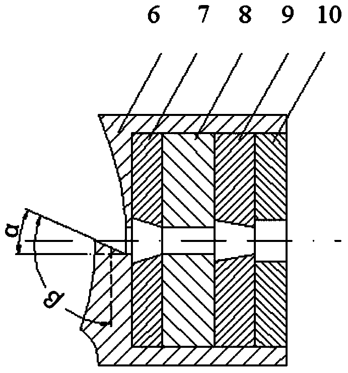 Continuous equal channel angular extrusion combination mould and extrusion method
