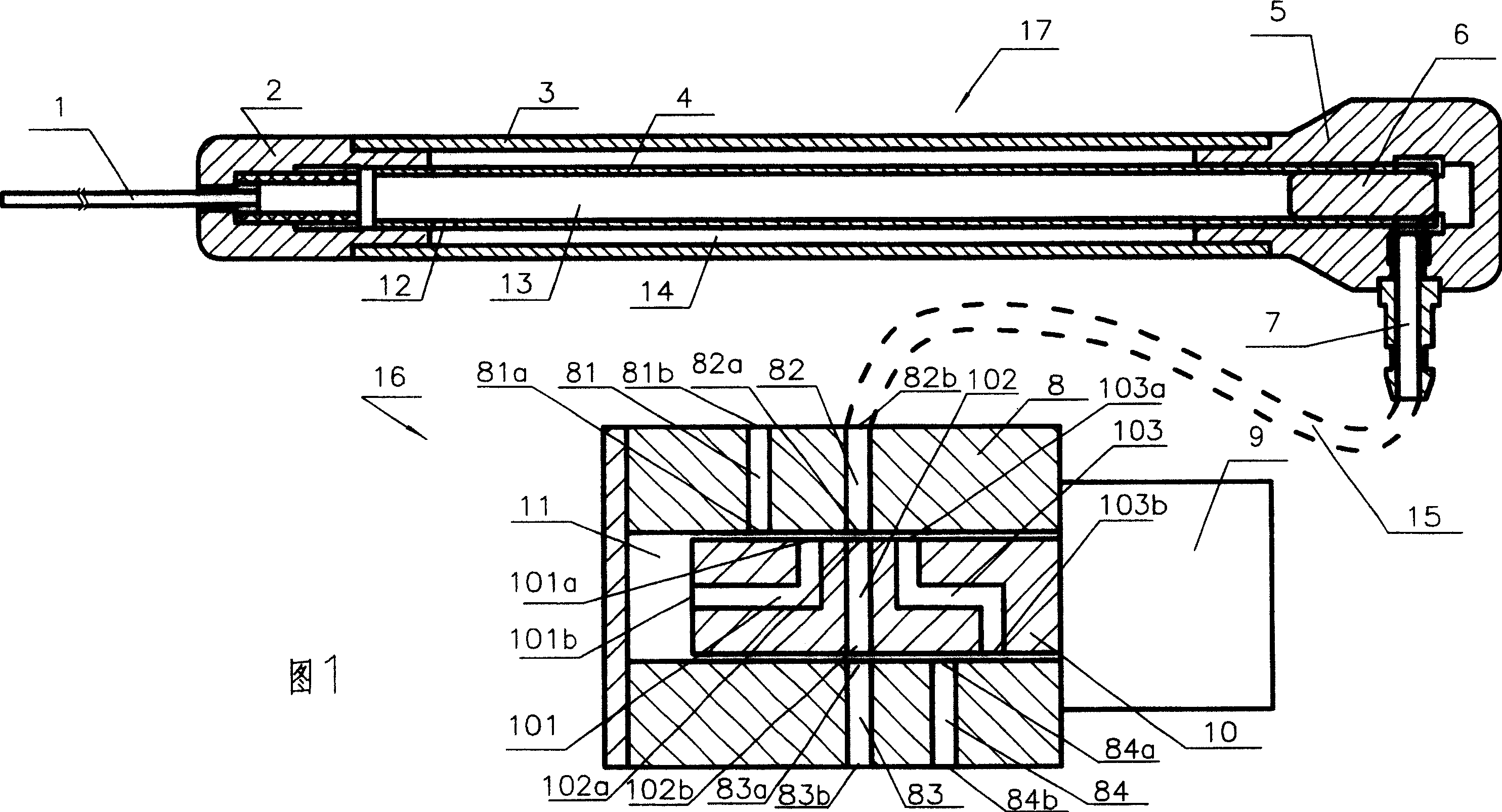 Air passage control system of tee joint vacuum valve in use for stone crusher of ballistic curve