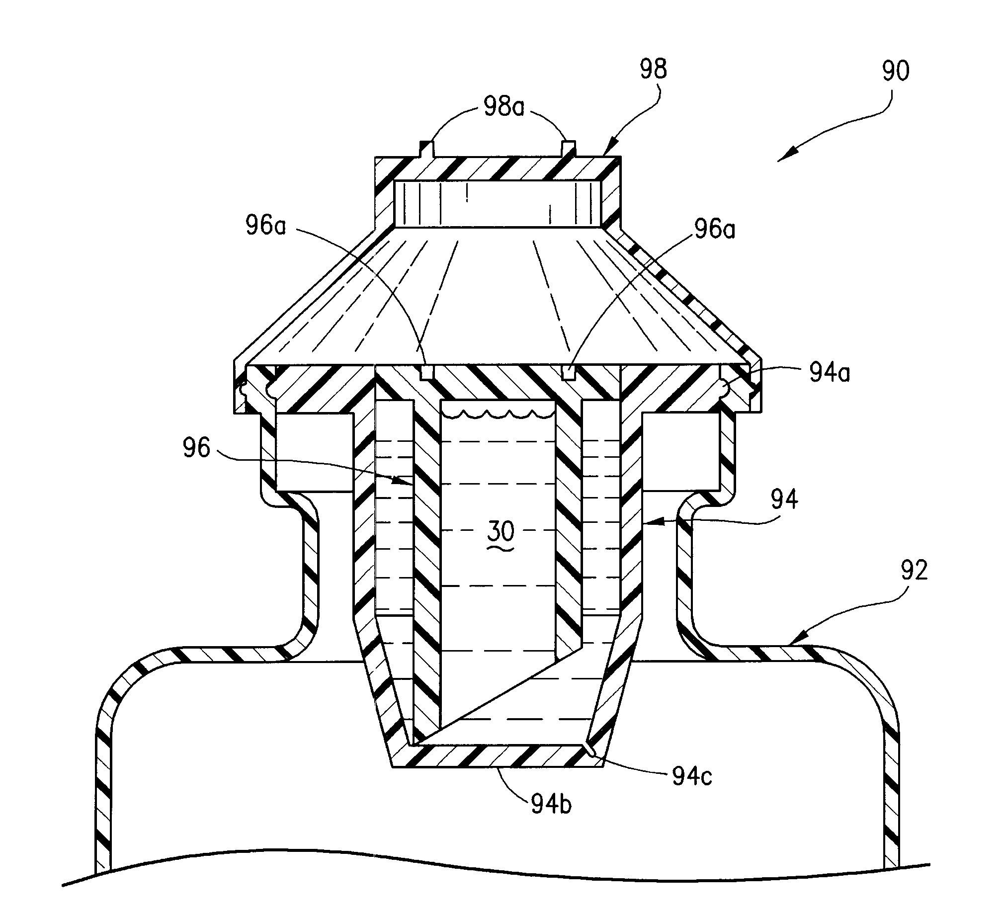 Liquid chamber cap with compartment for use with injectables