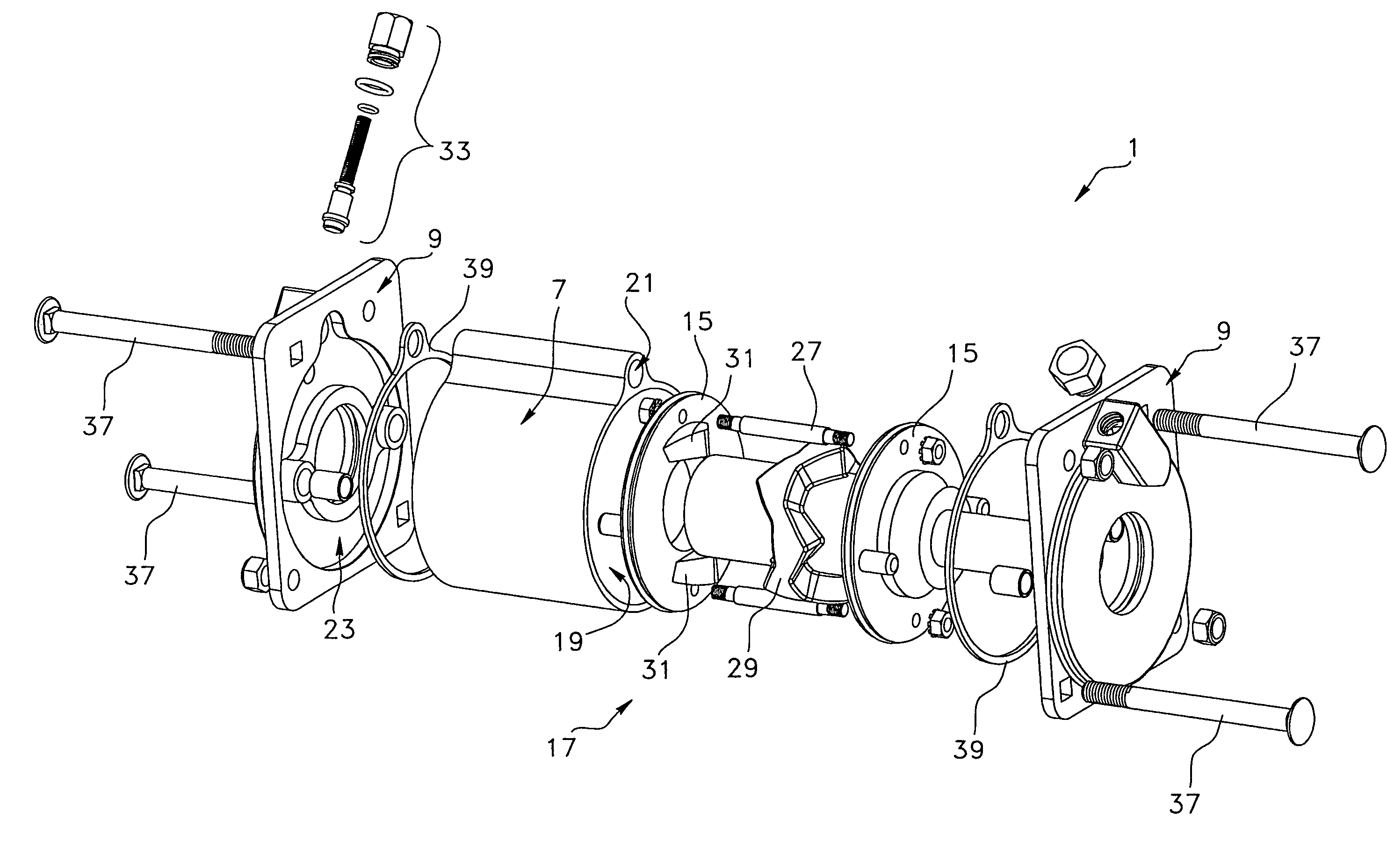 Hydraulic governor device for use with a rotational shaft, and door assembly including the same