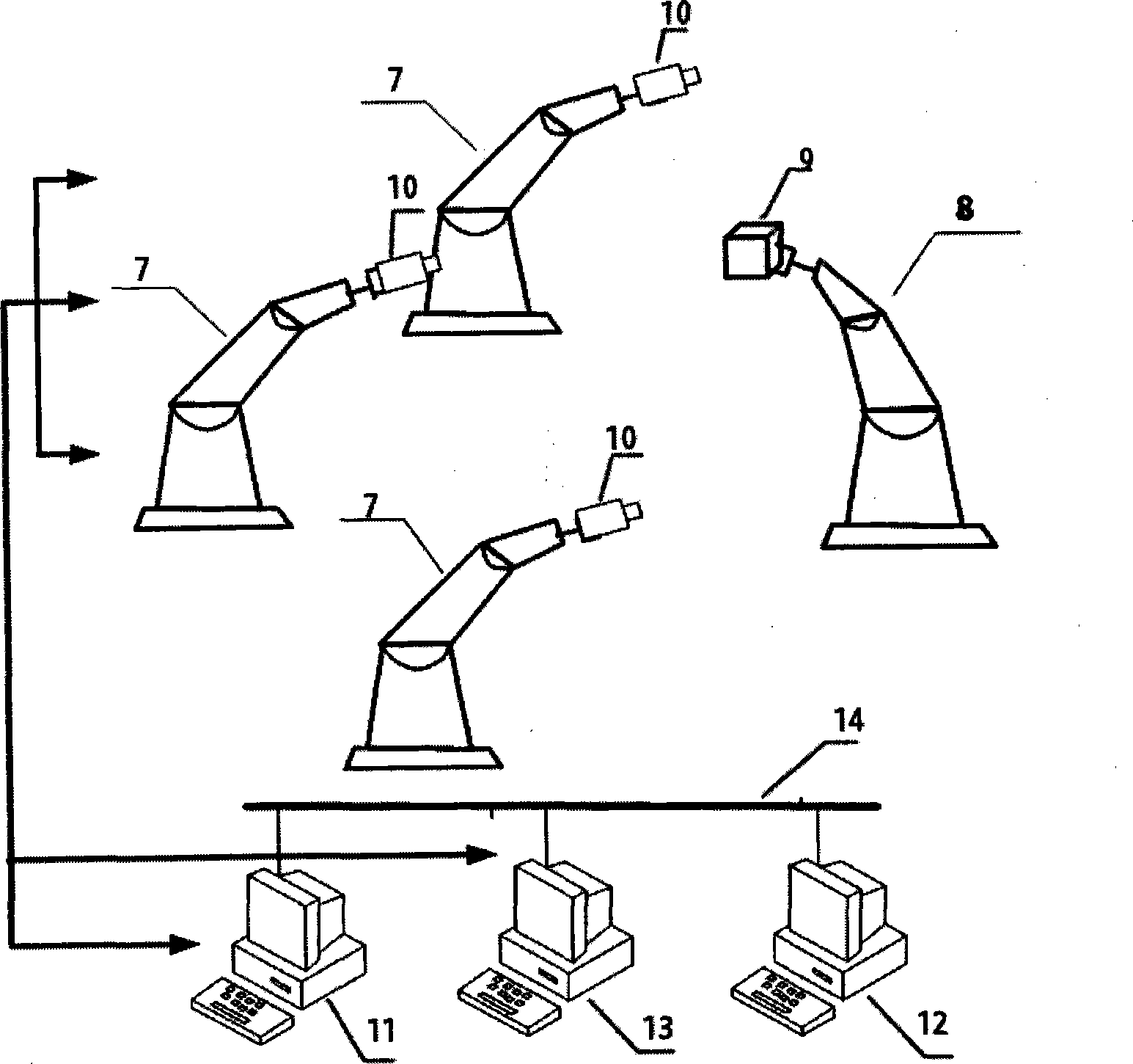 Space multi-motion-body relative motion scaling semi-physical simulation system