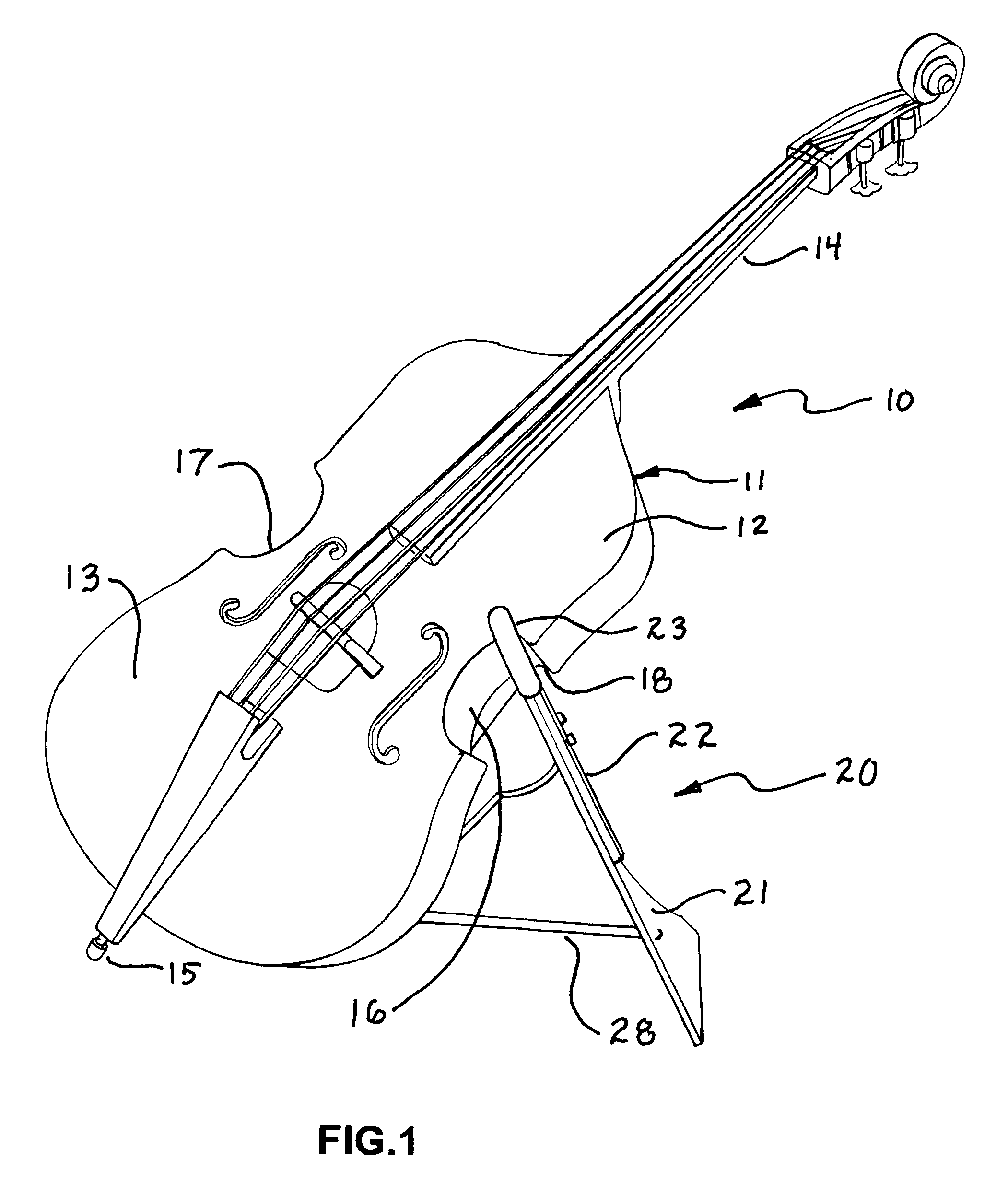 Stand and cradle for double bass and cello