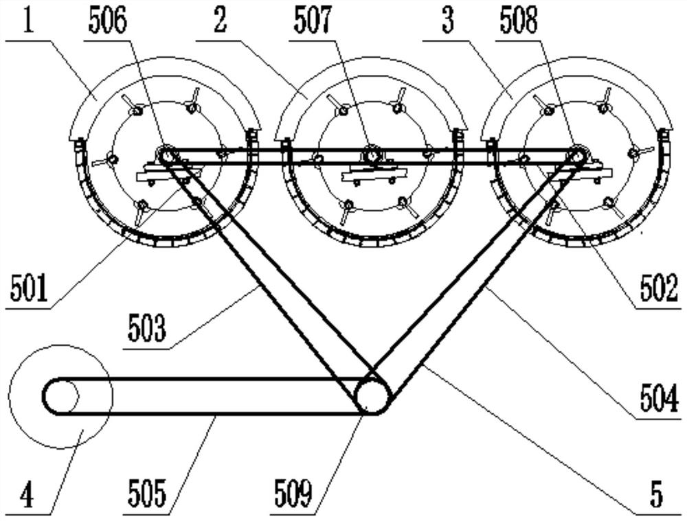 A Timing Transmission System and Grain Combine Harvester for Suppressing Multi-Drum Threshing Vibration