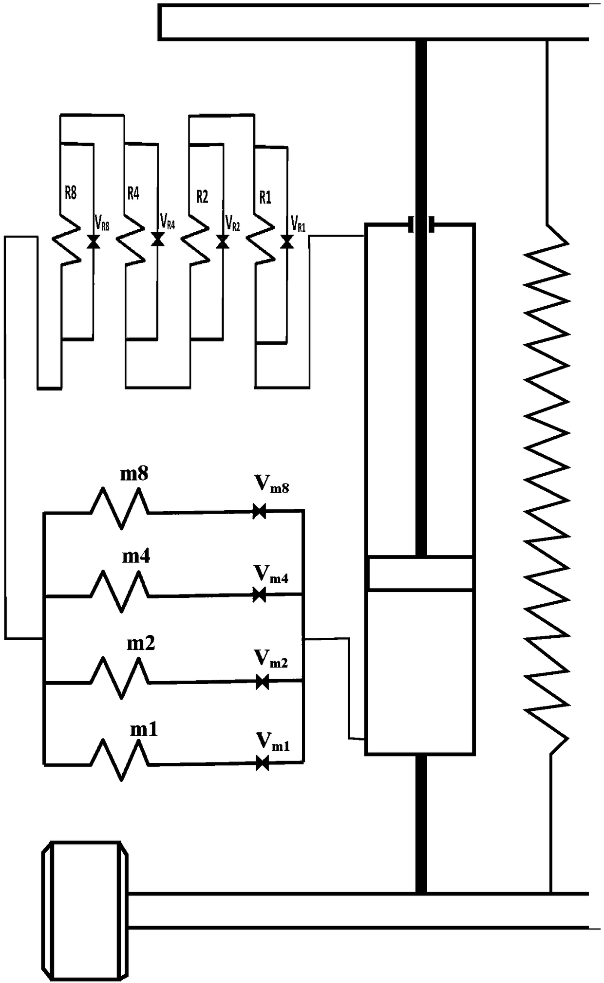 Series-parallel R type automobile vibration absorber recovering energy through turbines and method