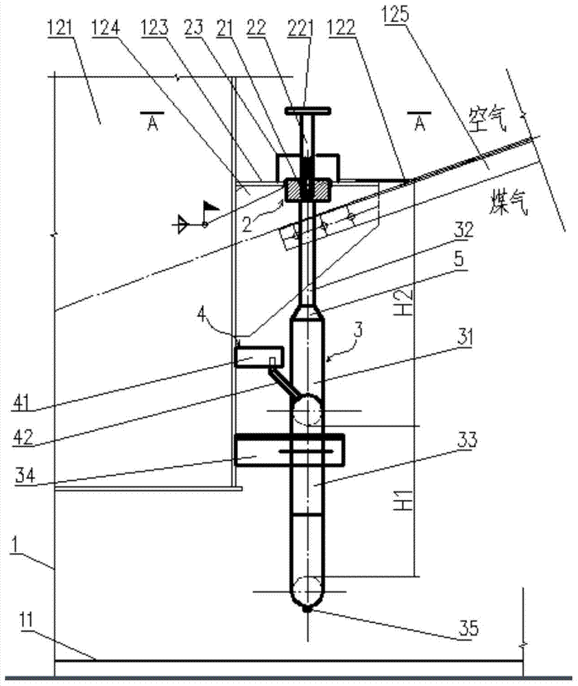 A device for removing liquid accumulation on the piston of a dry gas cabinet