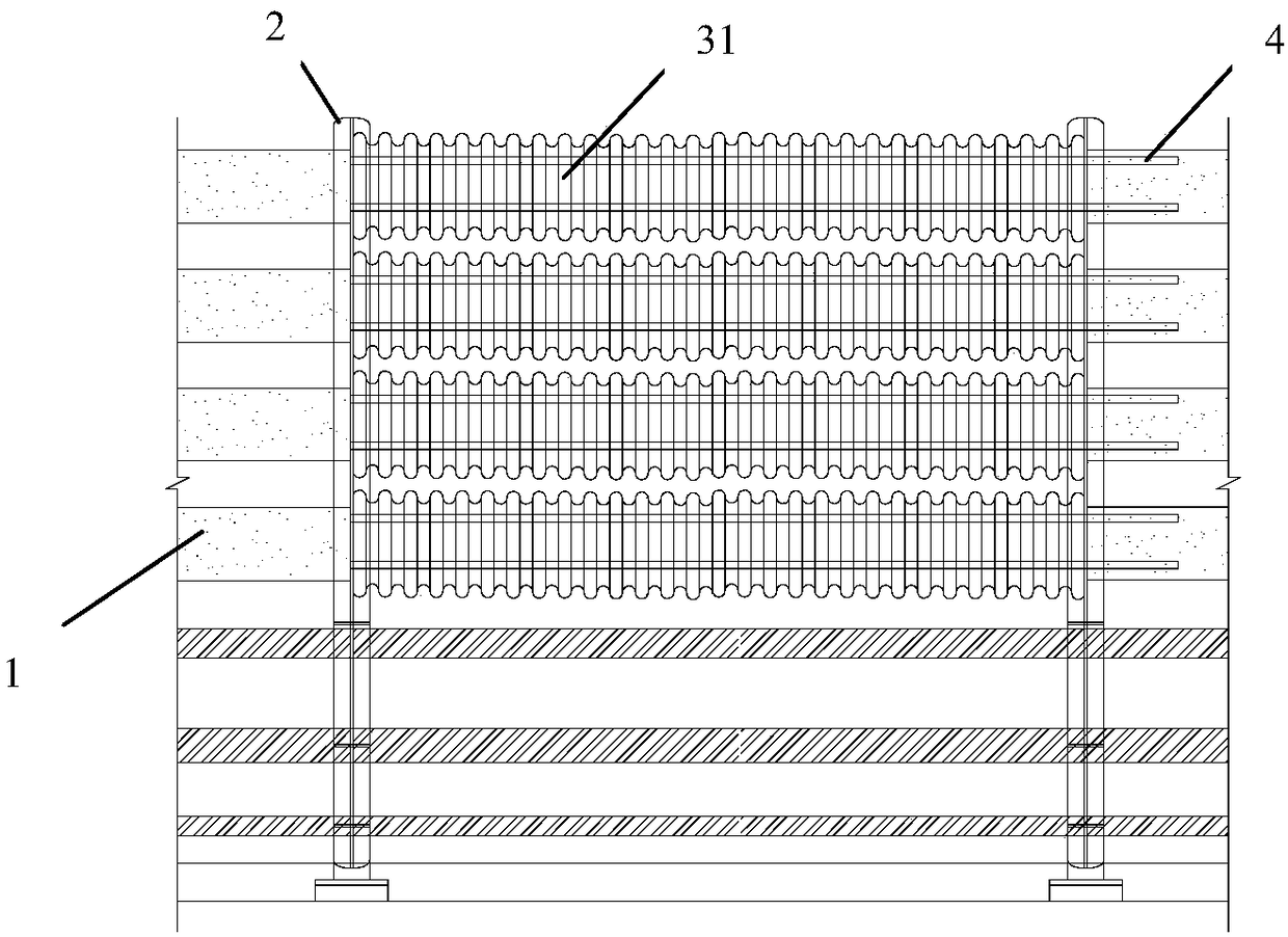 A foldable wind barrier structure