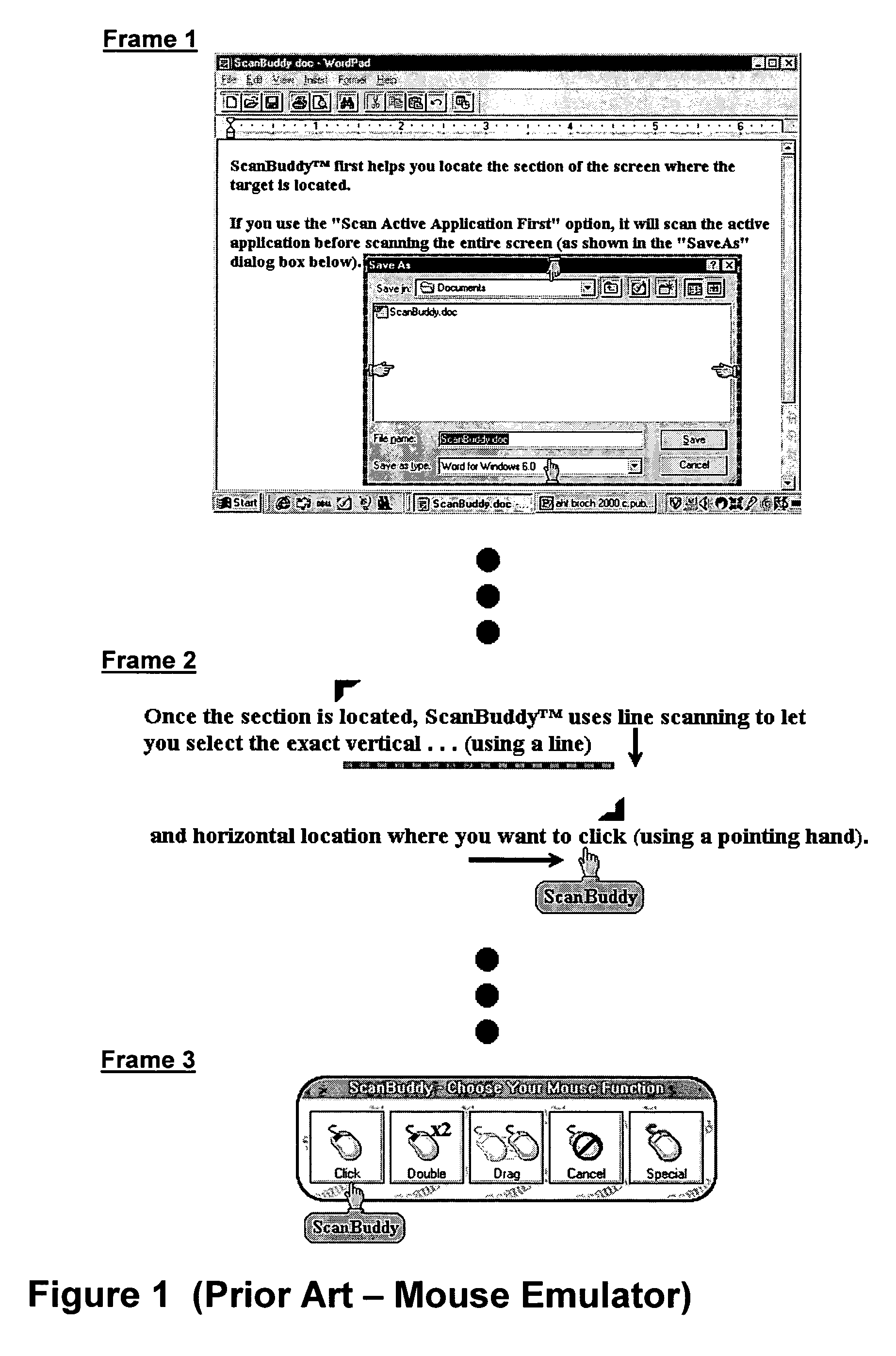 Process and apparatus for providing a one-dimensional computer input interface allowing movement in one or two directions to conduct pointer operations usually performed with a mouse and character input usually performed with a keyboard